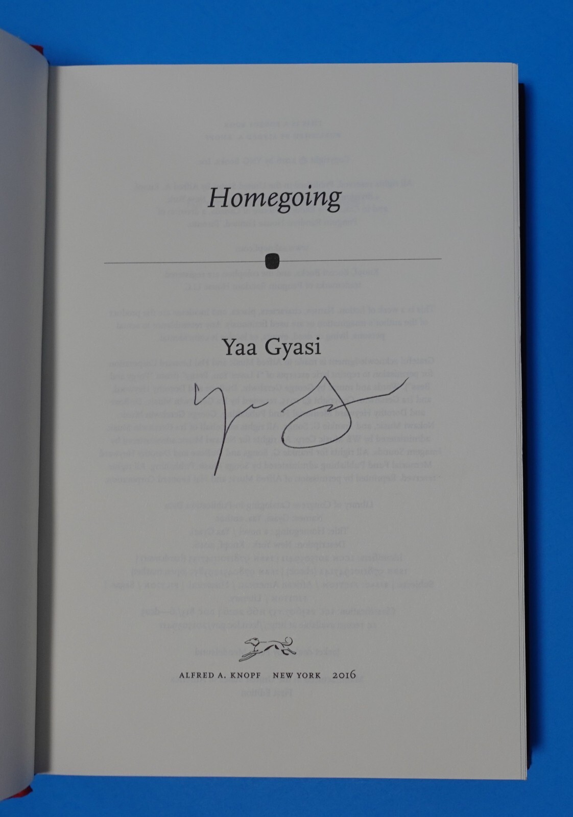 HOMEGOING BY YAA GYASI, SIGNED
