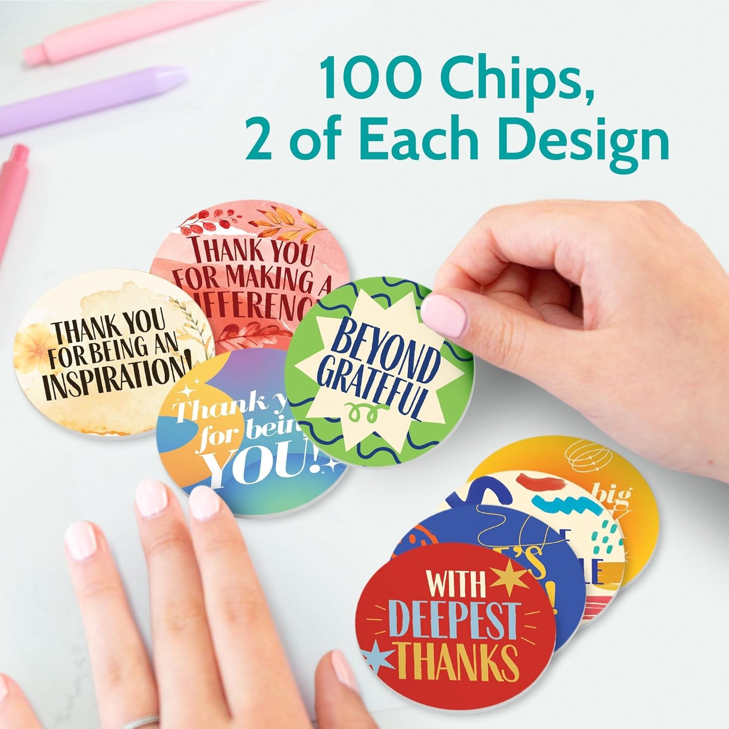 100 Appreciation Tokens Employee Teacher Nurse Gift Chips (1 pack,Appreciation)