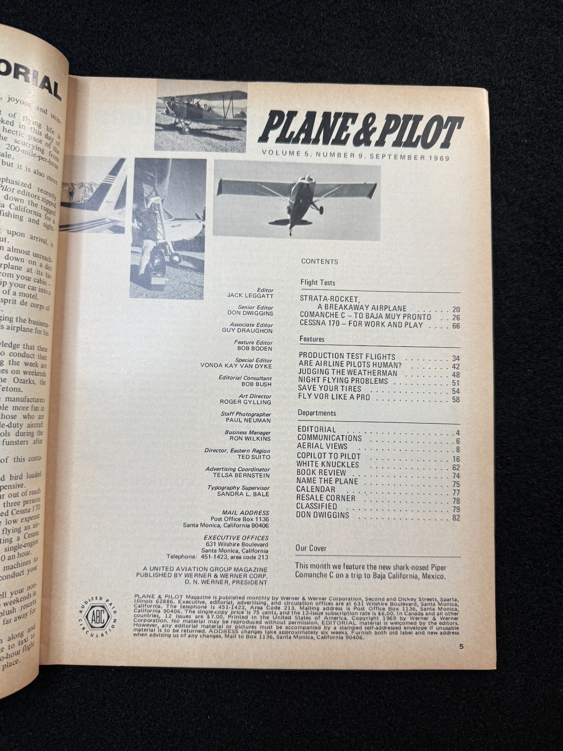 Plane & Pilot Magazine September 1969 Comanche C Cessna 170 Aviation Flying