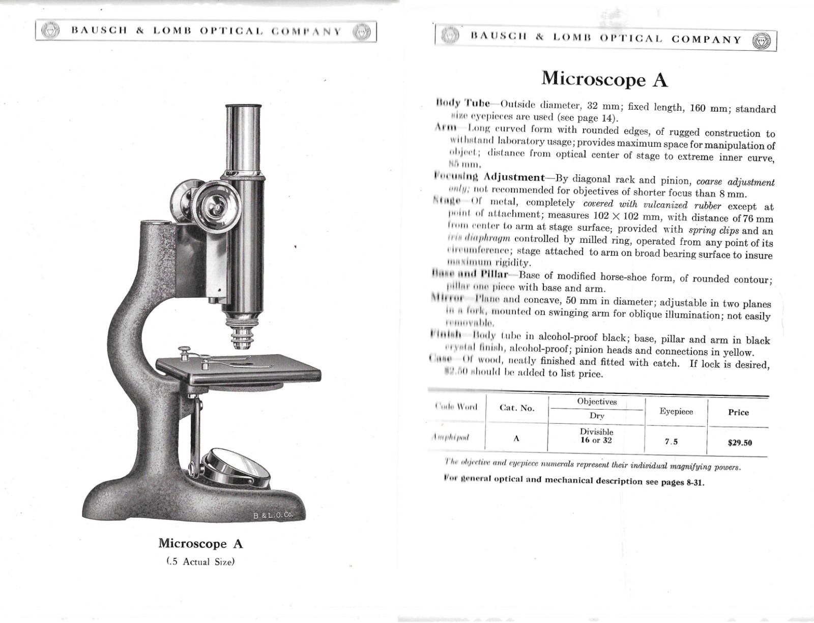 „MICROSCOPES, MICROTOMES and ACCESSORIES“ CATALOG – 1922