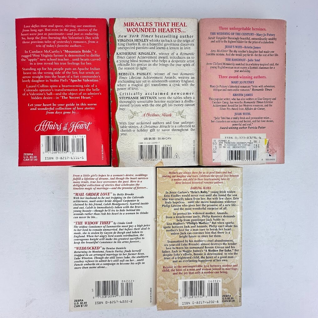 Lot of 5 Historical Romance Paperback Novels Multiple Titles & Authors