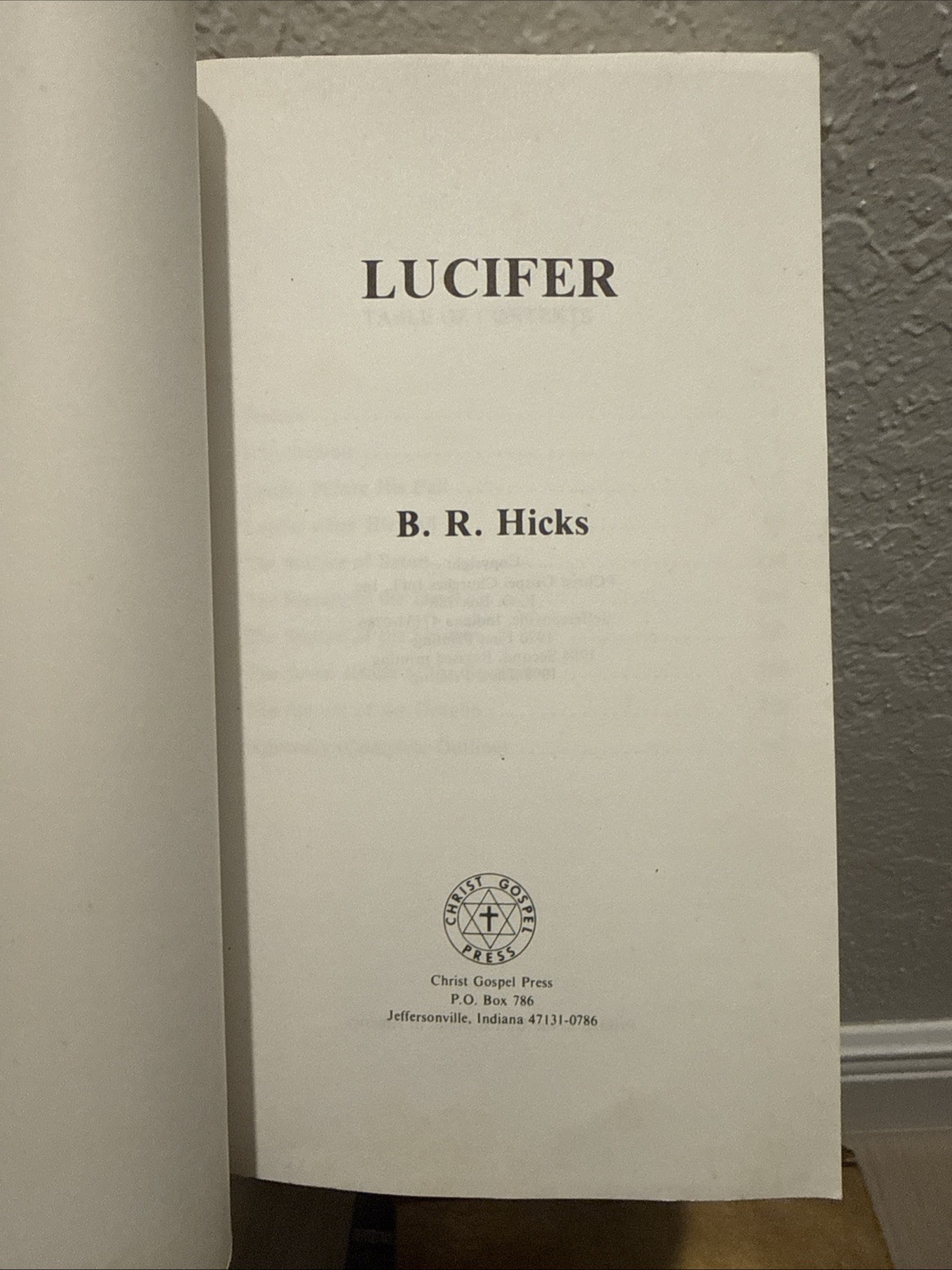 Lucifer by B.R. Hicks Berniece Christ Gospel Church Paperback OOP Religious RARE