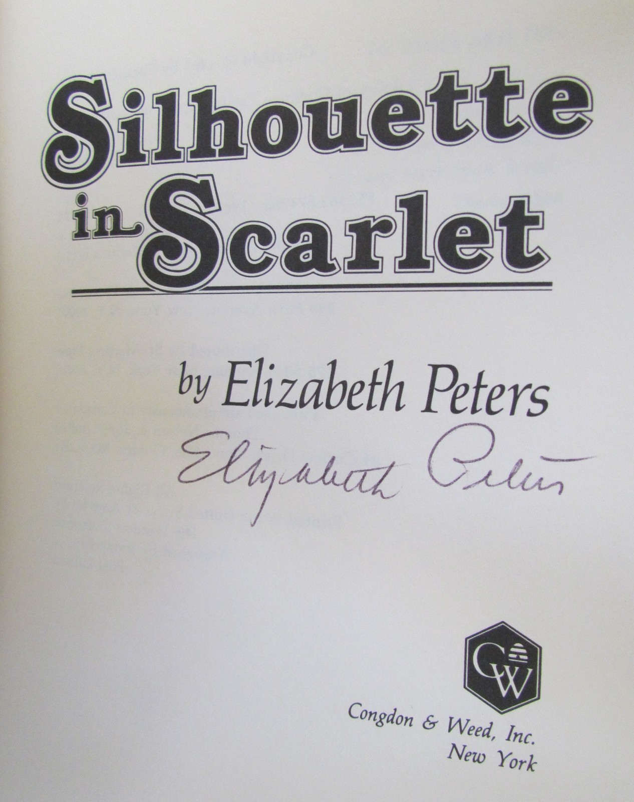 RARE SIGNED Silhouette in Scarlet by Elizabeth Peters 1983 · 1st Edition
