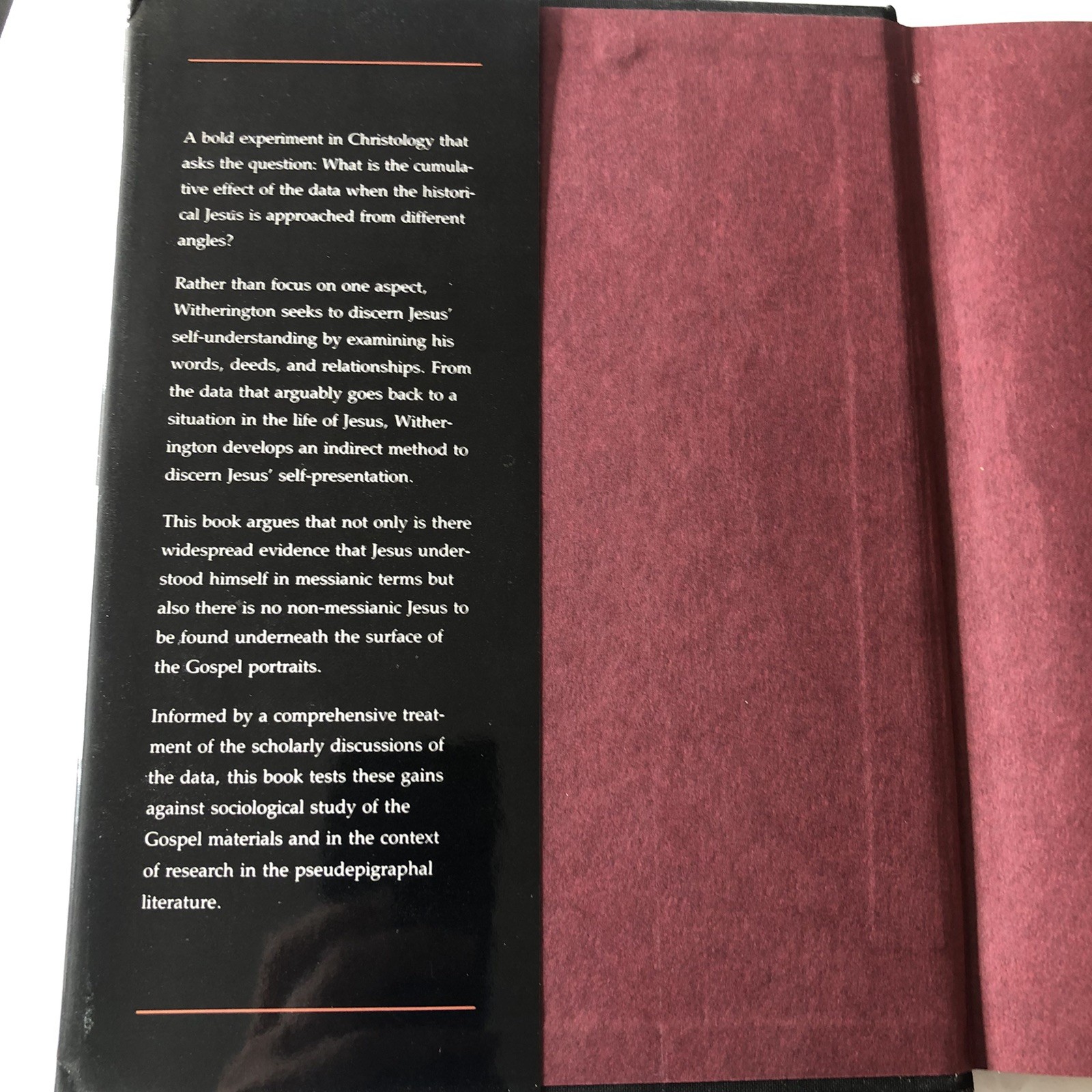 The Christology of Jesus, Ben Witherington III, 1990 Hardcover Book