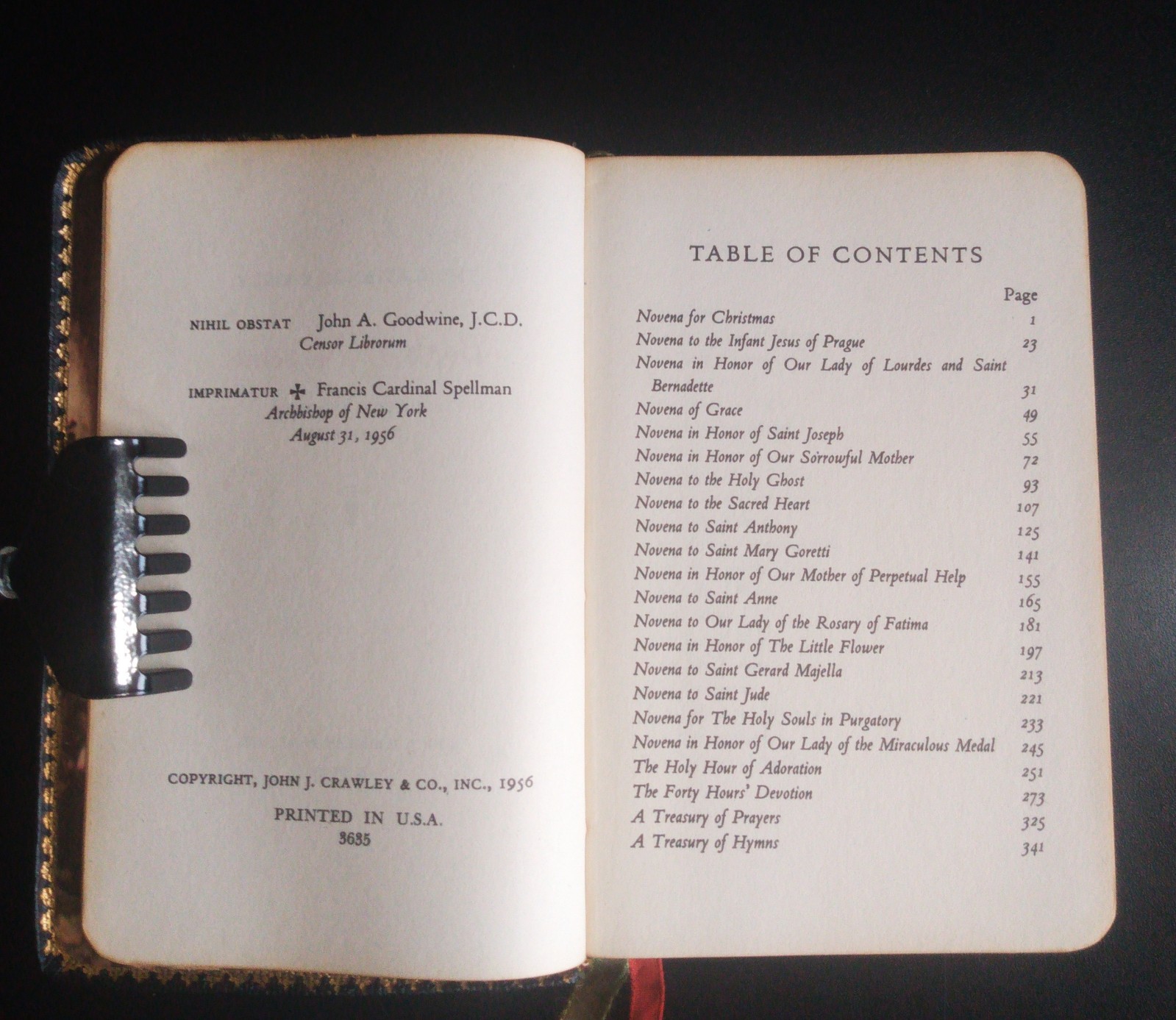 THE CATHOLIC FAMILY BOOK OF NOVENAS – John J. Crawley, Publisher (Leather) 1956