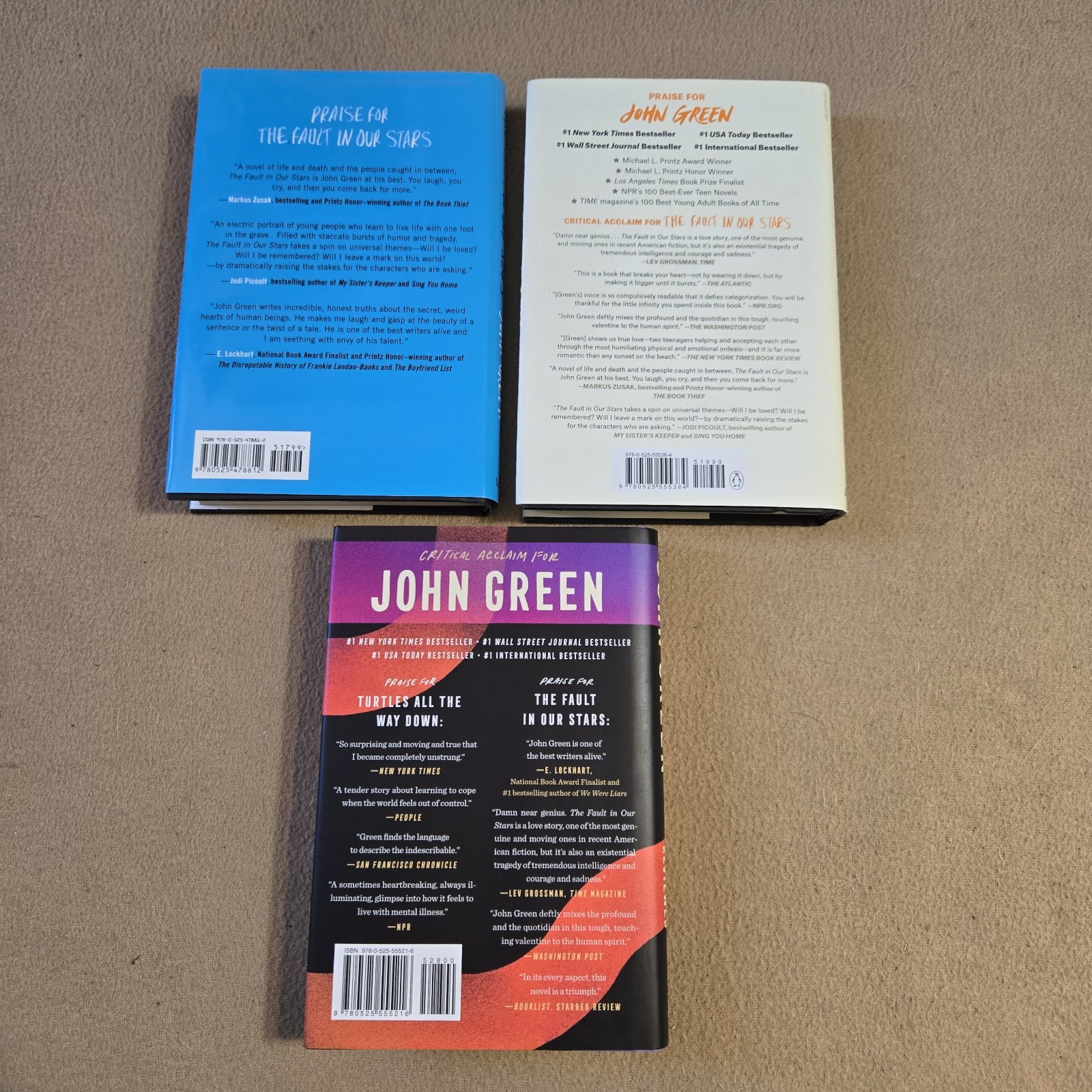 John Green SIGNED 1st Edition HC/DJ Lot, Fault in Our Stars, Anthropocene Review