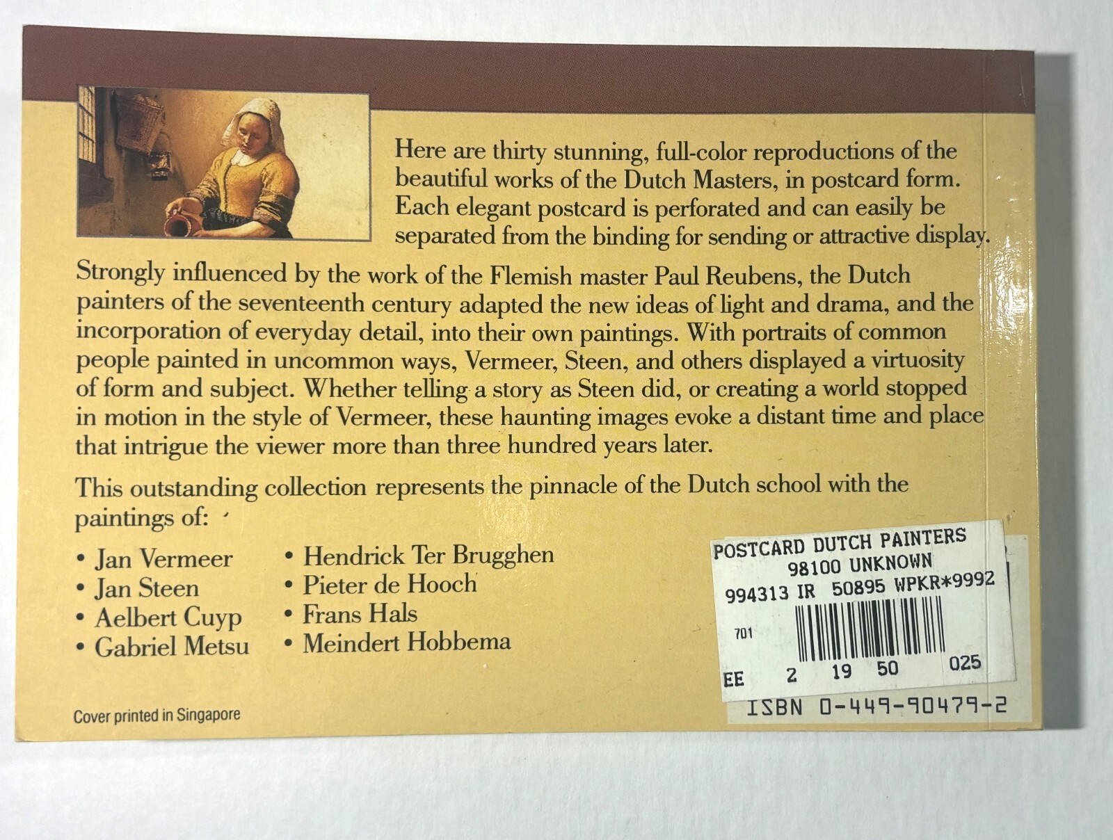 The Dutch Painters : Postcard Book – INCOMPLETE – 28 Postcards (2 Missing)