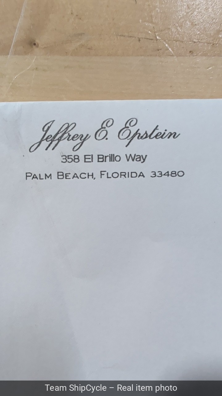 Envelope Jeffrey E Epstein Palm Beach Florida G2U