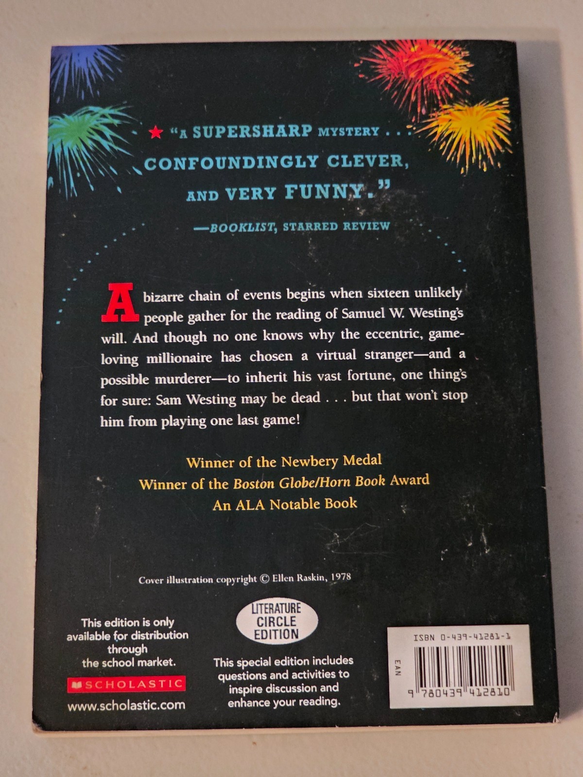 The Westing Game Ellen Raskin Newbery Medal Scholastic Paperback