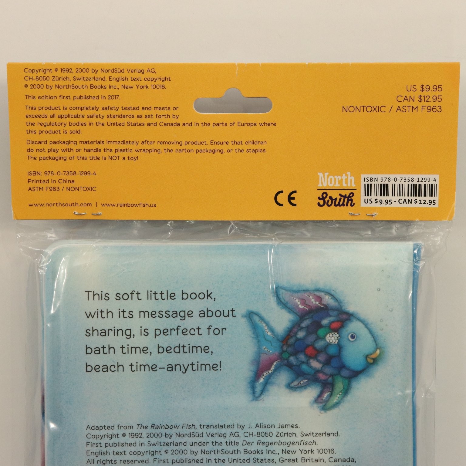 The Rainbow Fish Bath Book Marcus Pfister 2017 Children’s NorthSouth Padded NEW