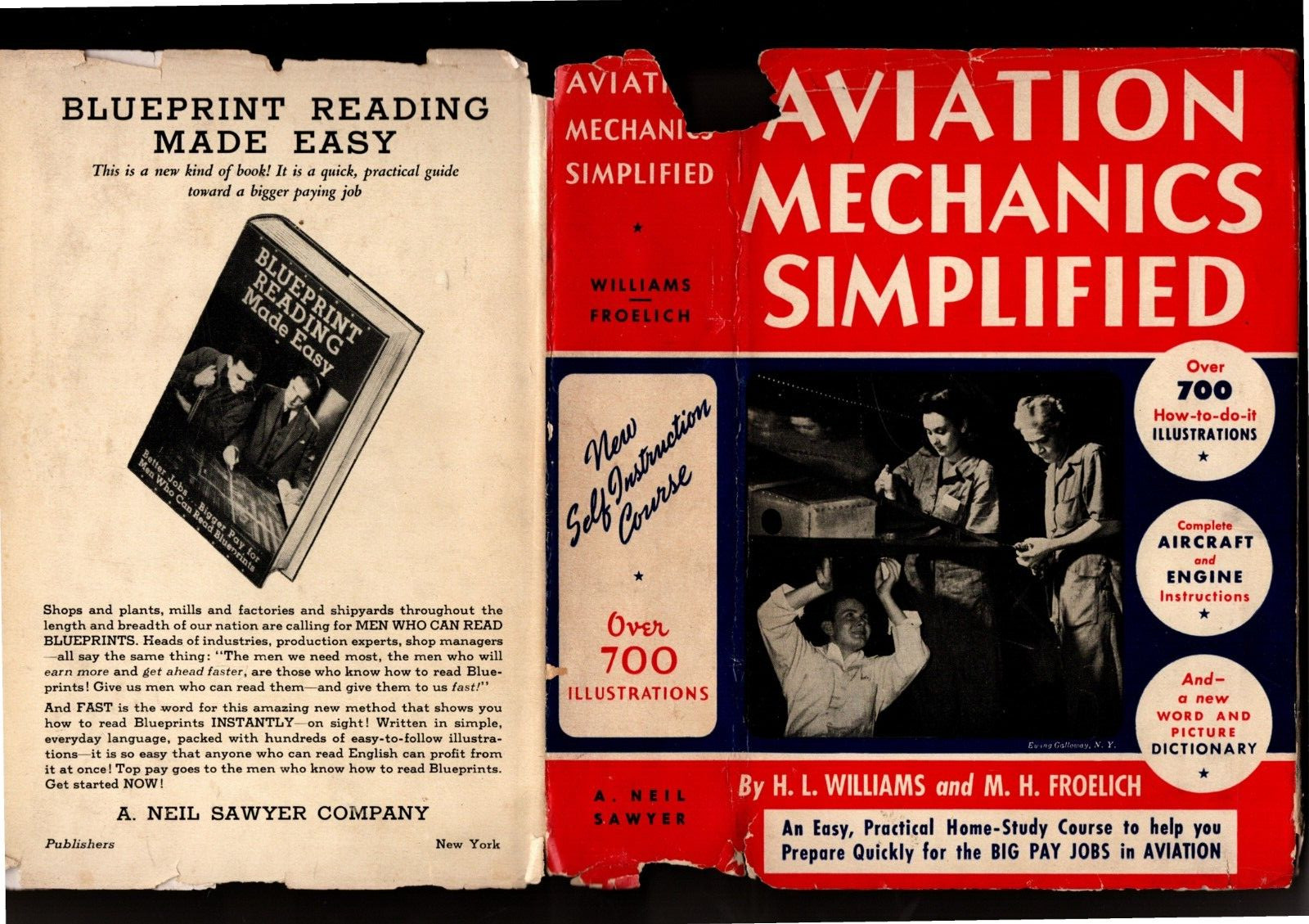 Aviation Mechanics Simplified by Williams & Froelich 1943 HC/DJ 576 pages WWII
