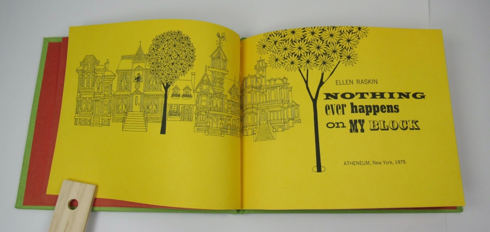 RARE Ellen Raskin Signed with Drawing HC Book Nothing Ever Happens On My Block