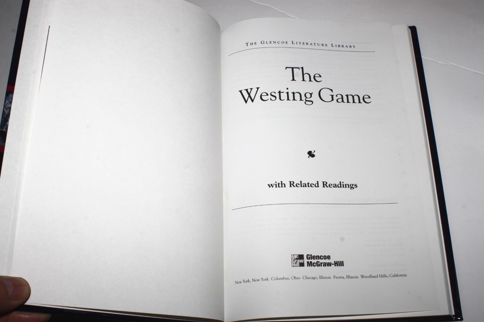 The Westing Game with Related Readings Glencoe Literature Library Hardcover 2002