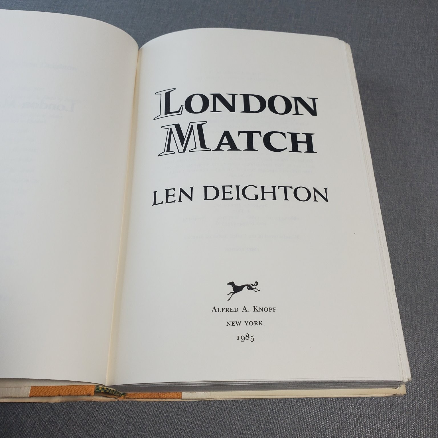 London Match Len Deighton 1985 First Edition Spy Thriller Alfred A. Knopf