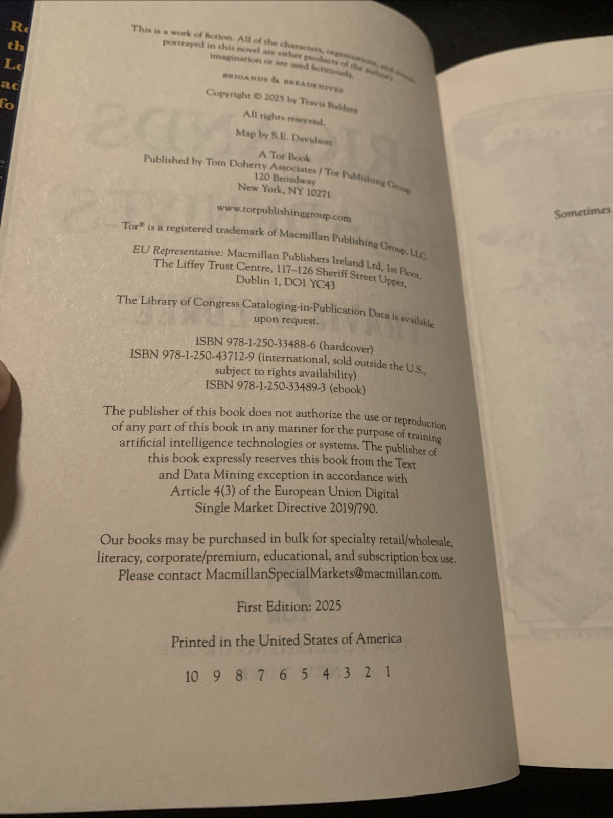 Brigands and Breadknives by Travis Baldree (2025 Hardcover) Hand Signed 1st Edit