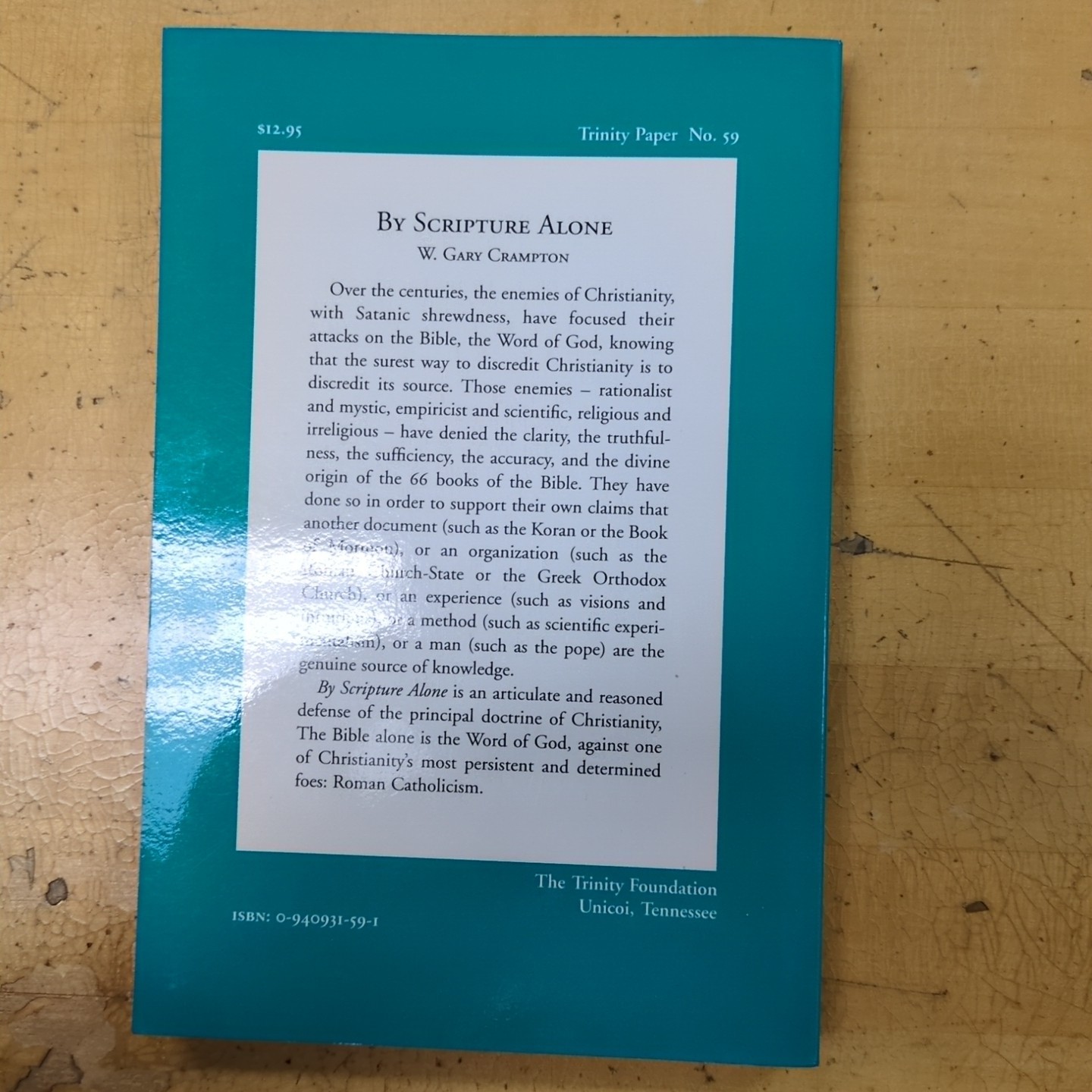 By Scripture Alone by W Gary Crampton Paperback The Sufficiency of Scripture