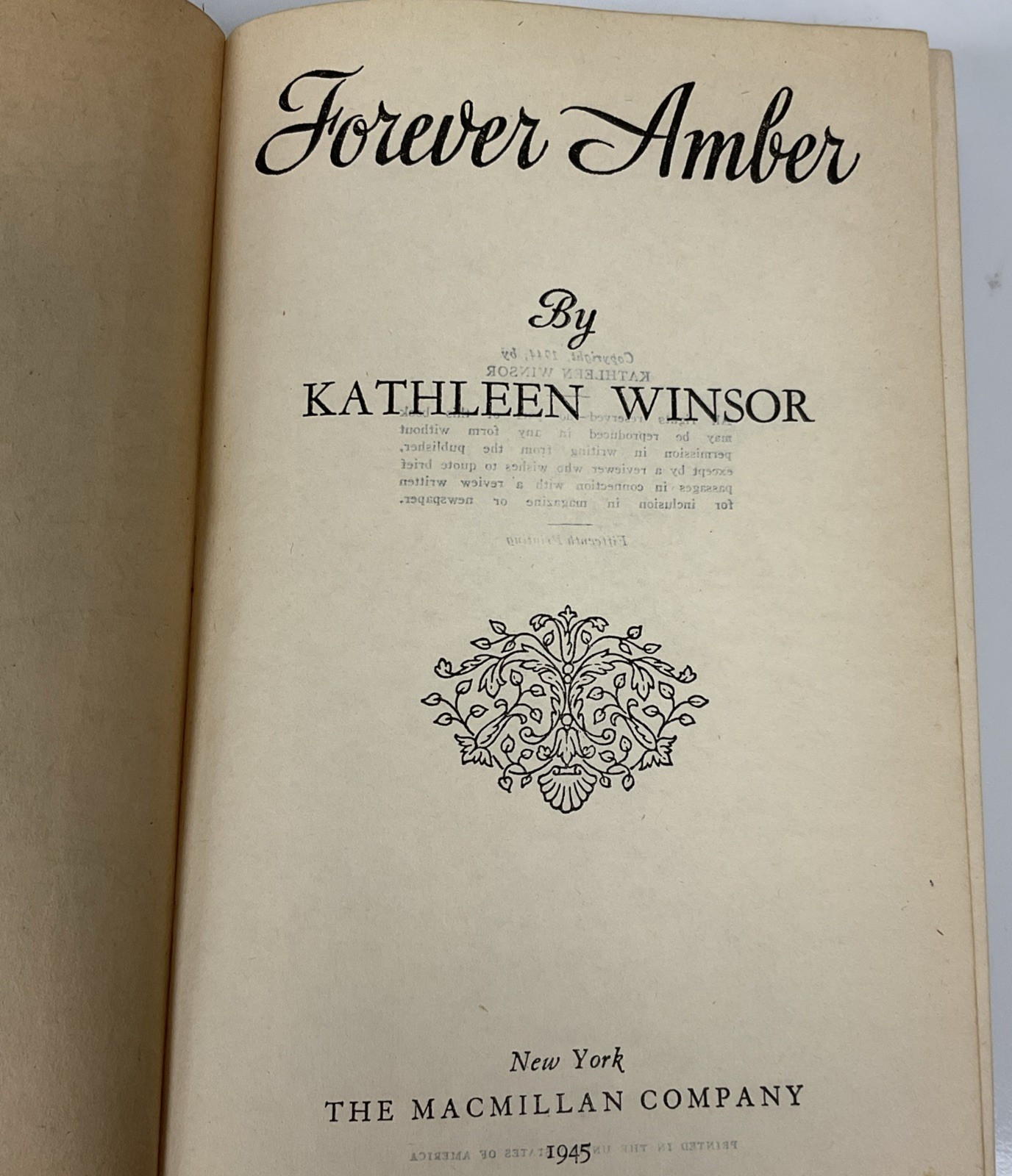 Forever Amber by Kathleen Winsor (1945, Hard Cover, The Macmillan Company)