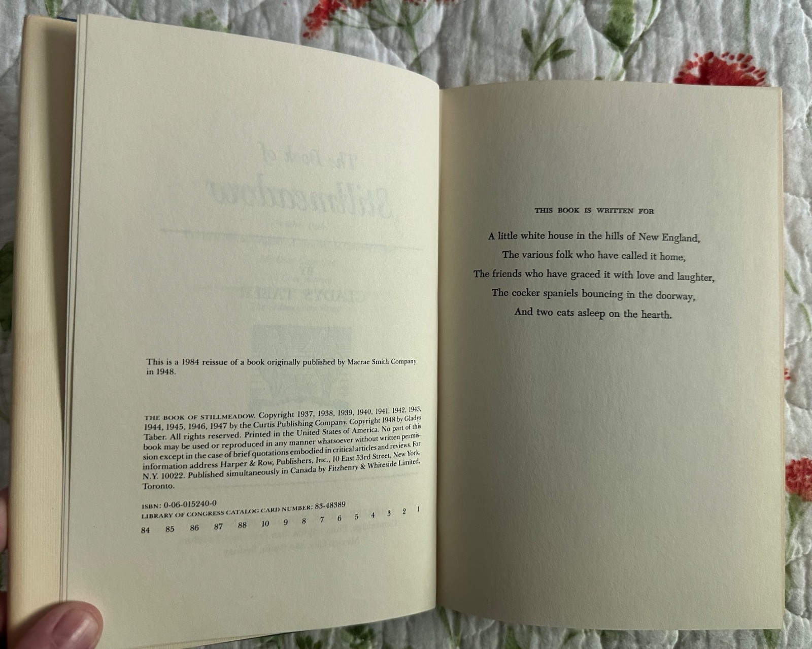 ViNTAGE HB Gladys Taber, The Book of Stillmeadow, 1984 reissue of 1948 book