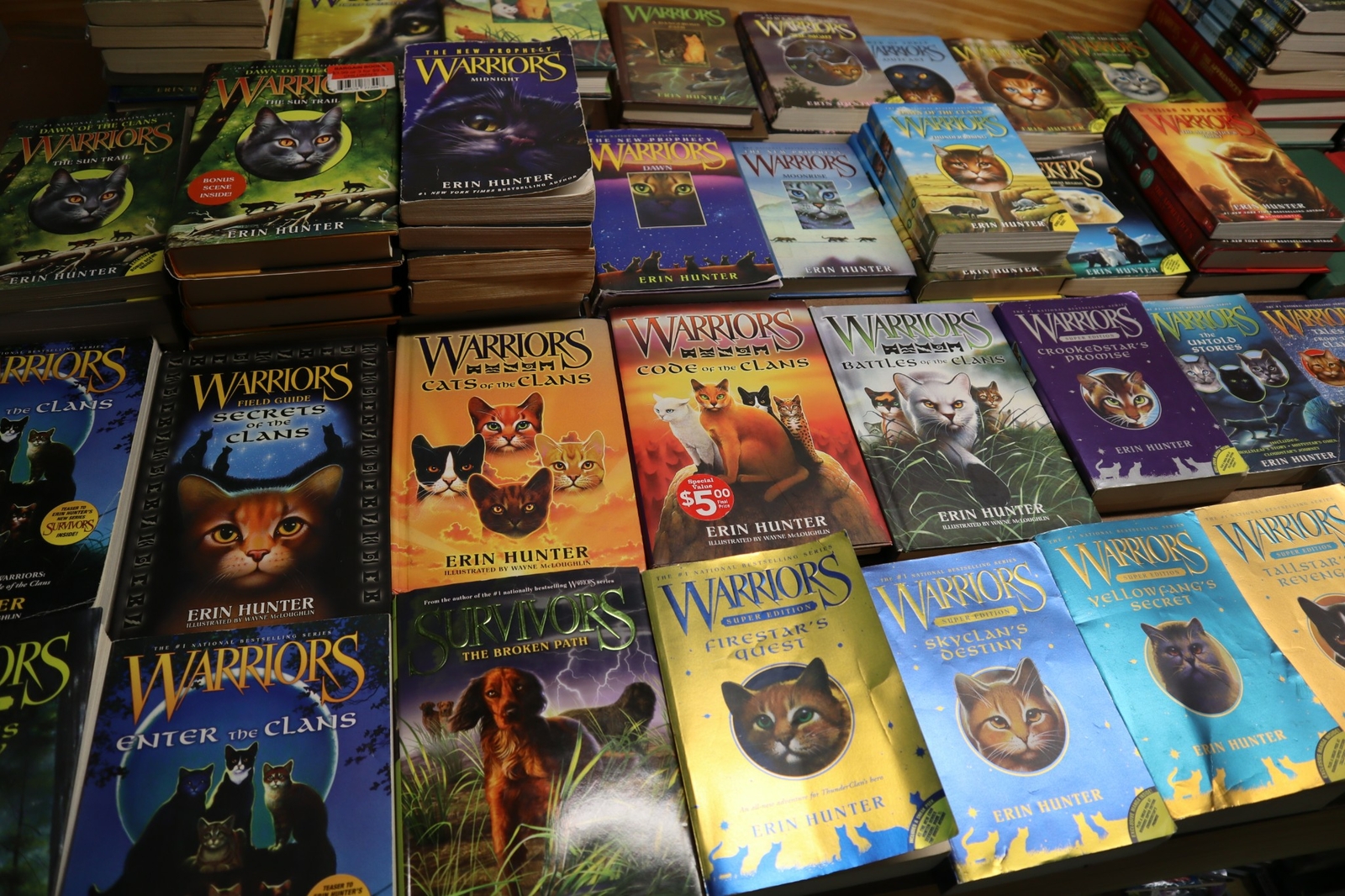 Lot of 5 Erin Hunter Books – Warriors/Seekers/Survivors – Paperback & Hardcover