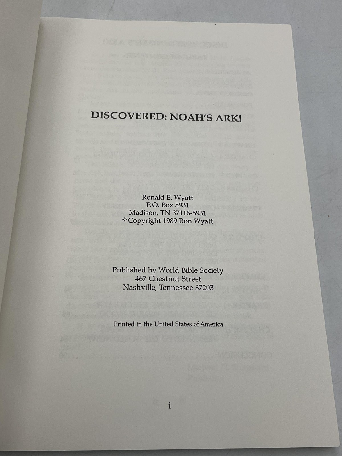 Vintage Discovered: Noah’s Ark Ronald E Wyatt, world bible societyPaperback 1989