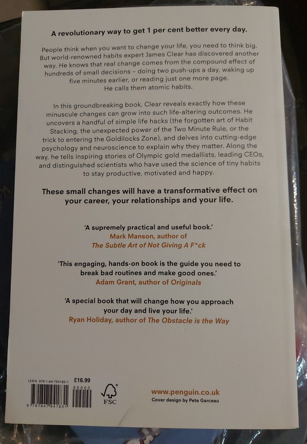 Atomic Habits: Tiny Changes, Remarkable Results by James Clear Paperback