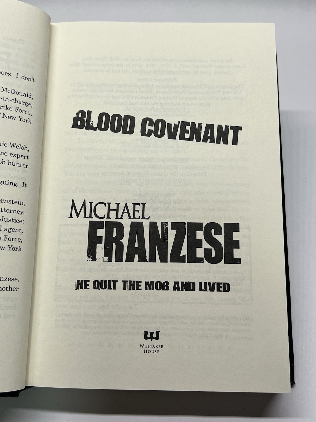 Michael Franzese Blood Covenant Hardcover Whitaker House Signed Organized Crime
