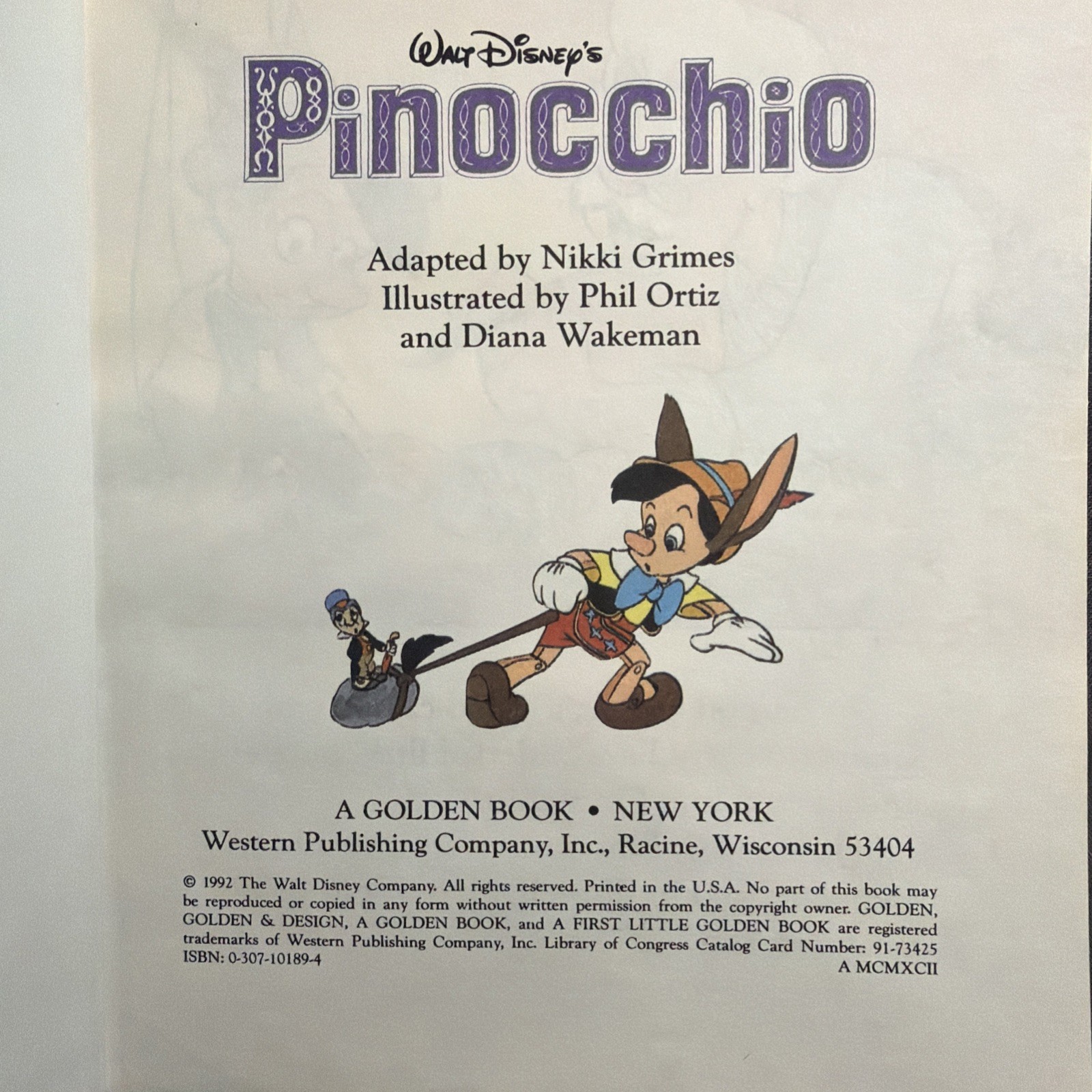 VINTAGE A FIRST LITTLE GOLDEN BOOK DISNEY’S PINOCCHIO 10152-22 1992 #83F