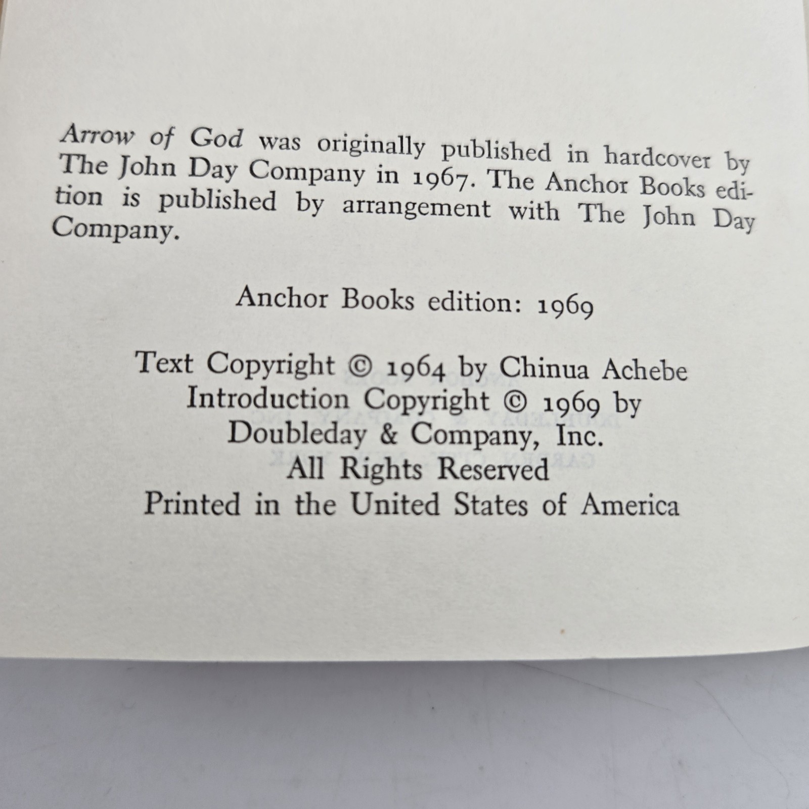 Lot of 2 Novels by Chinua Achebe 1960s PB Anchor Books Arrow of God Nigeria