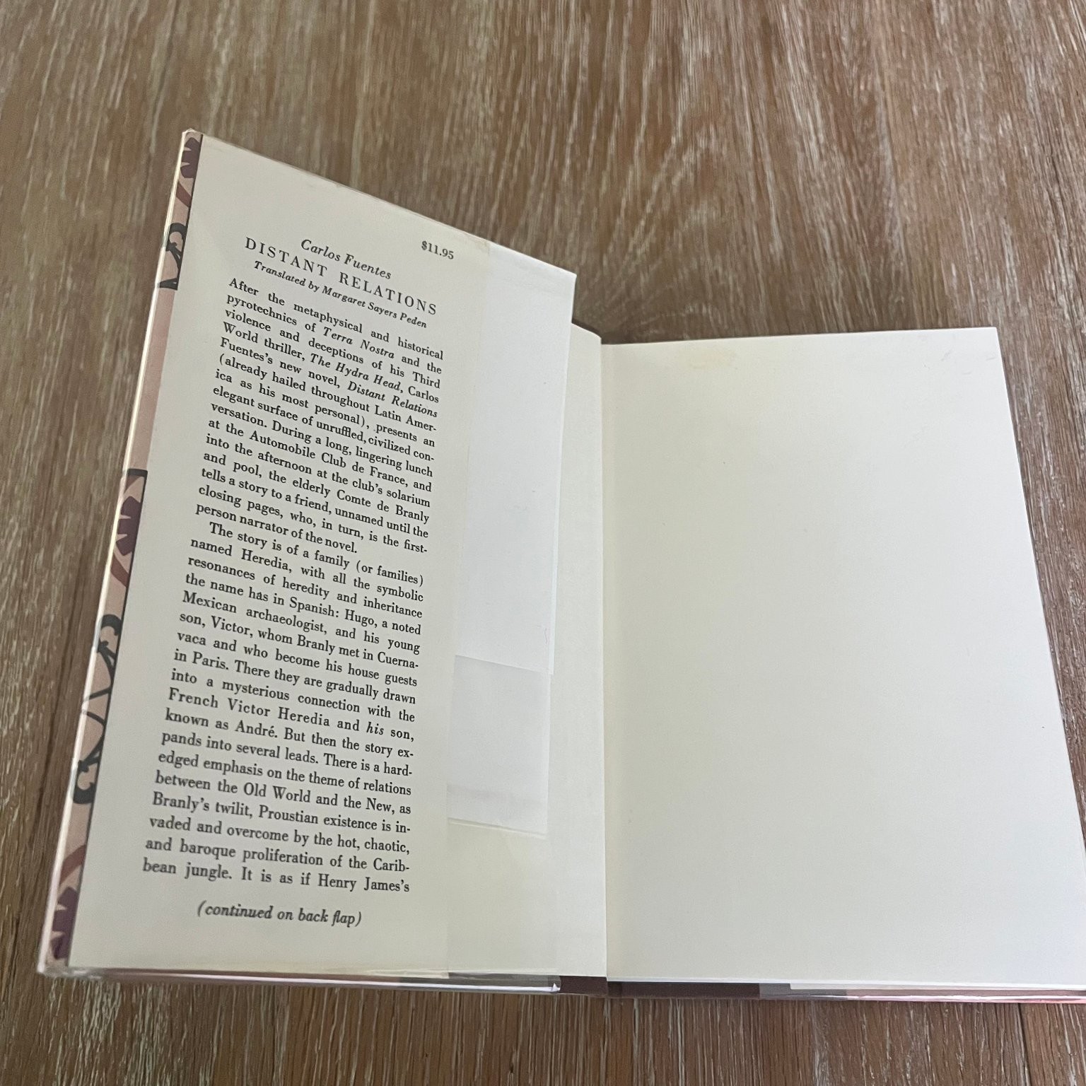 Distant Relations Carlos Fuentes 1982 First Printing Farrar Straus Giroux Novel