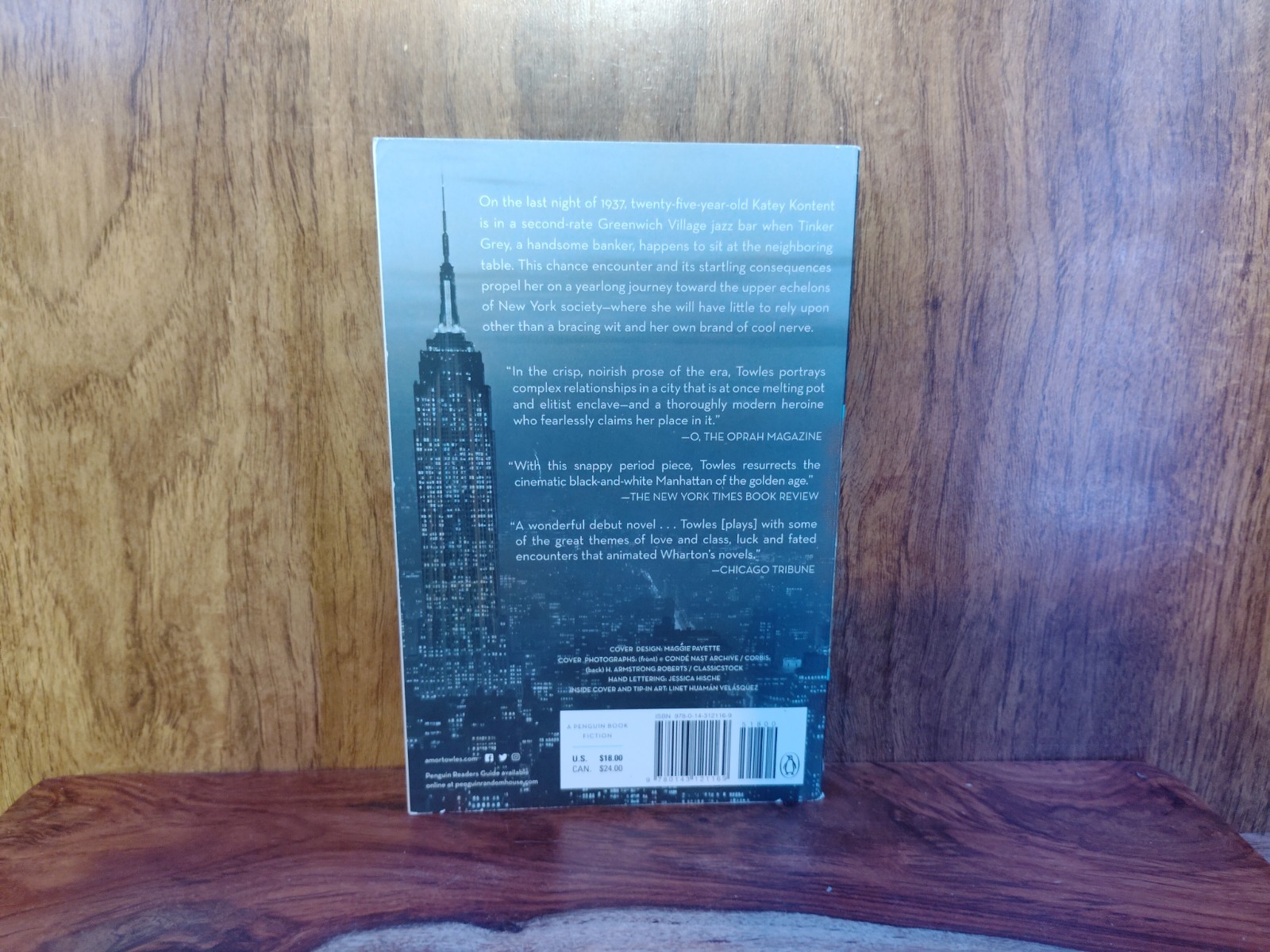Rules of Civility Amor Towles Penguin Books Paperback Novel NYT Bestseller