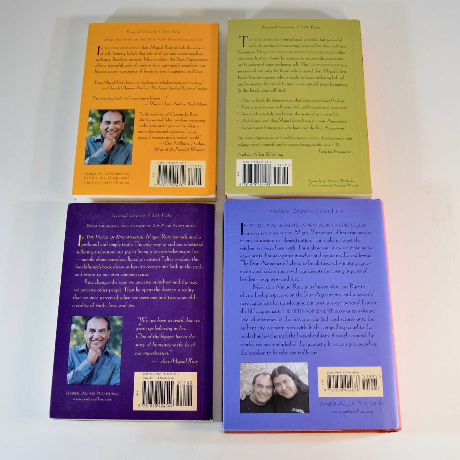 Don Miguel Ruiz Lot of 4 Toltec Wisdom books – Four Agreements Fifth Agreement