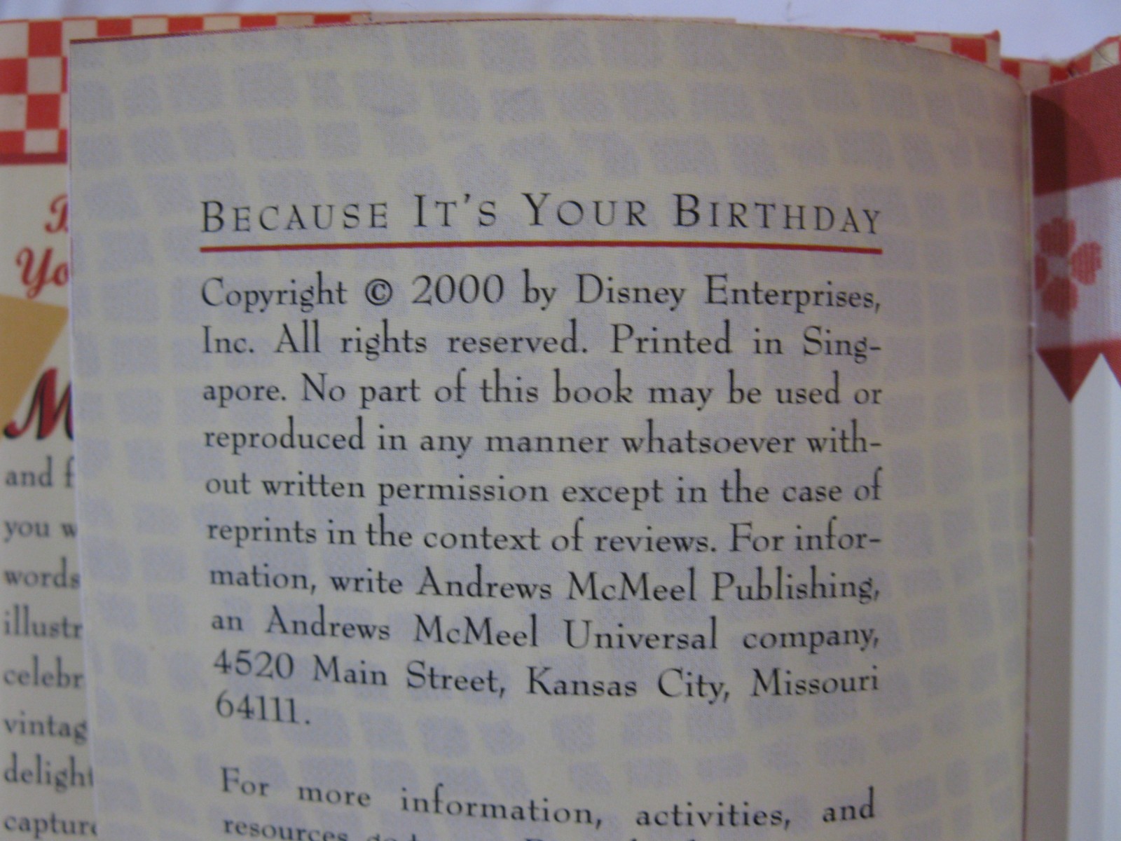 Mickey Minnie Because It’s Your Birthday Book HCDJ 2006 HTF 48 Pages