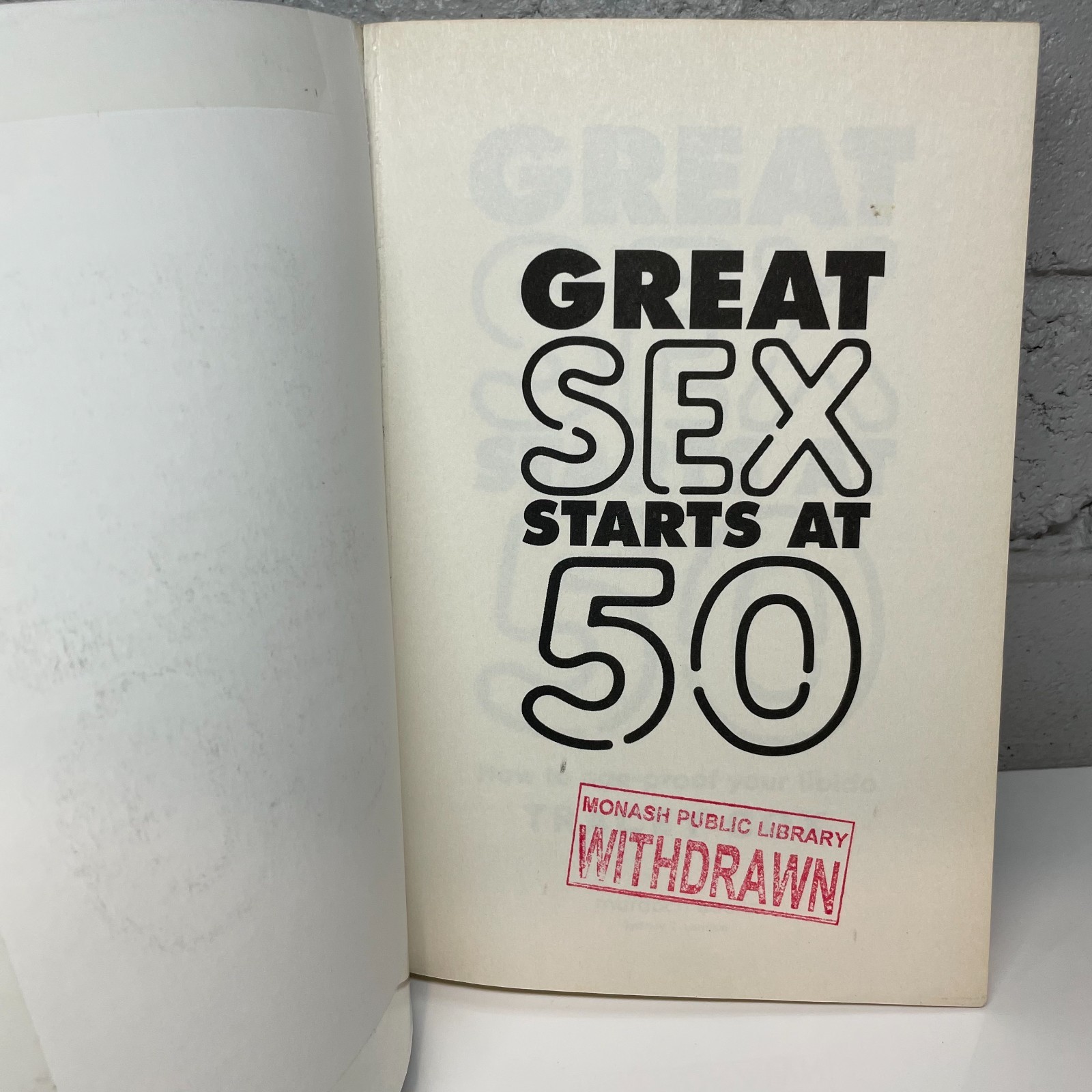 Great sex starts at 50 by Tracey Cox (Paperback Book) Self Help