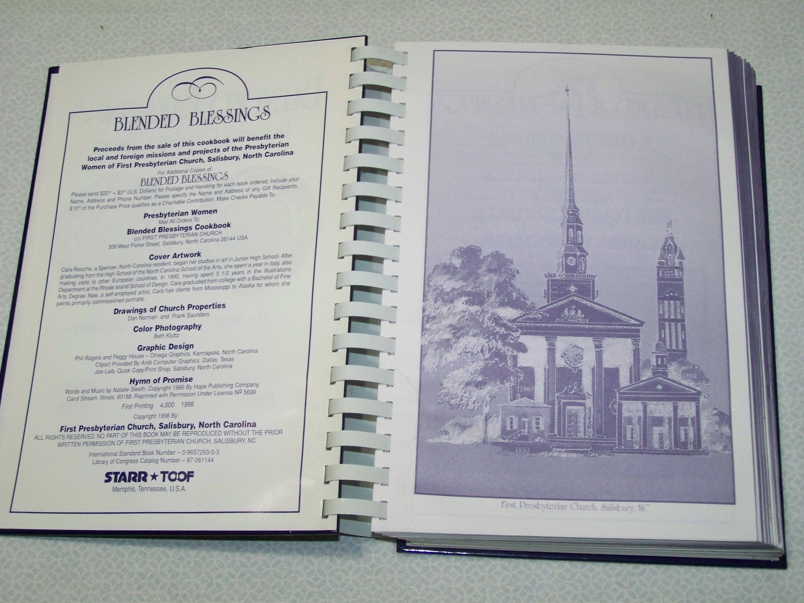 First Presbyterian Church Salisbury NC Cookbook 445 pages 800+ recipes 1998