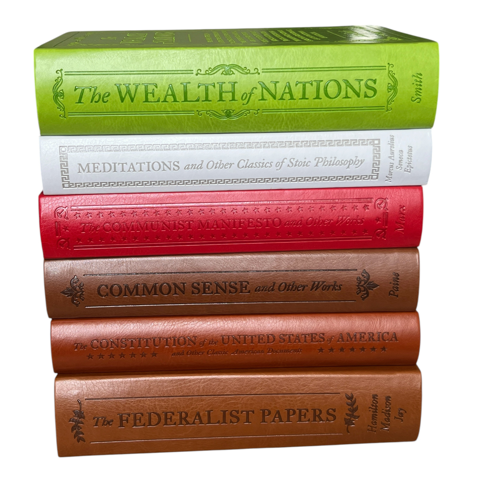 Set of 6 COMMON SENSE, FEDERALIST PAPERS, CONSTITUTION, MEDITATIONS +2 Leather