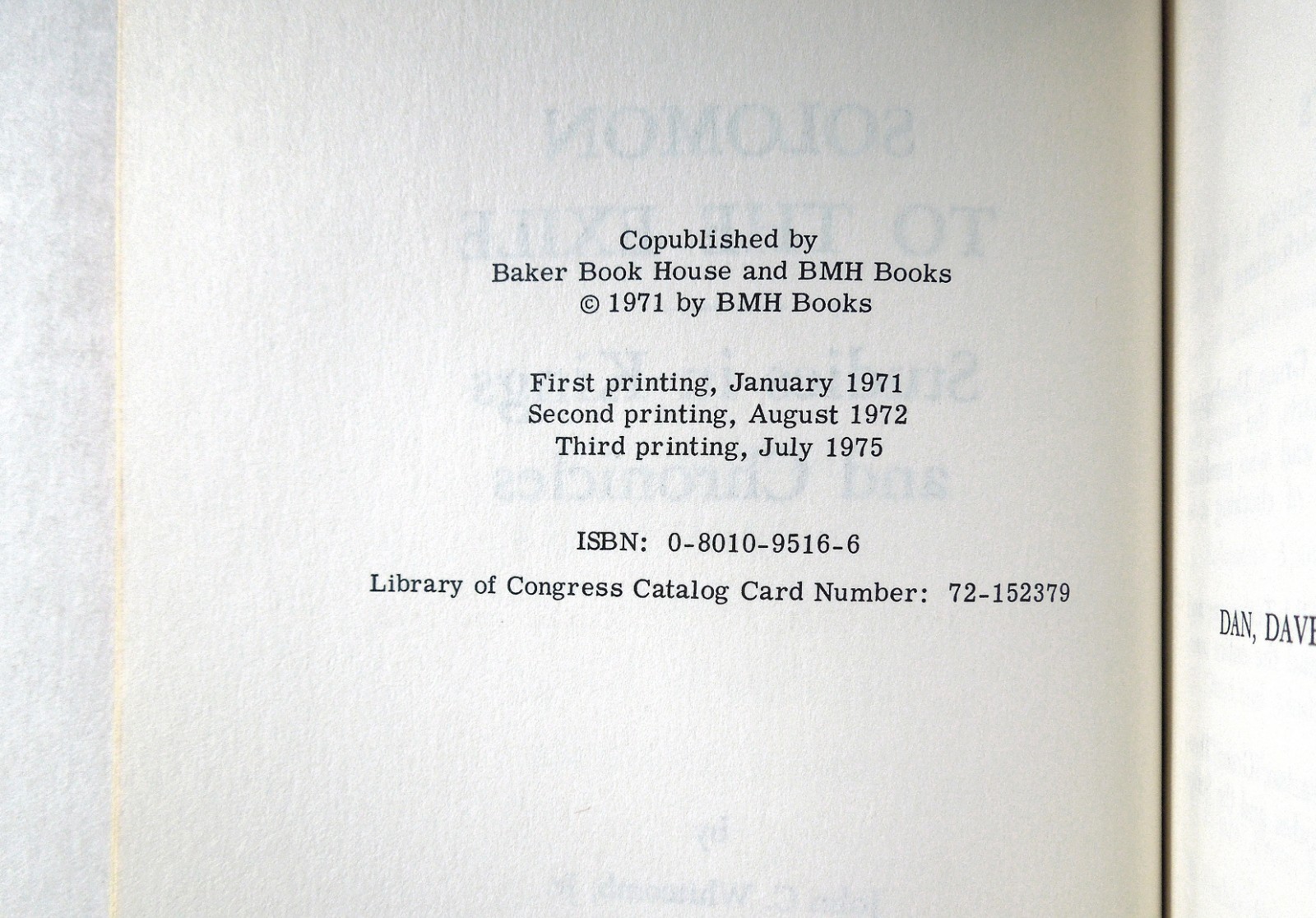 Solomon to the Exile – John C. Whitcomb, 1975 sc, Baker Book House