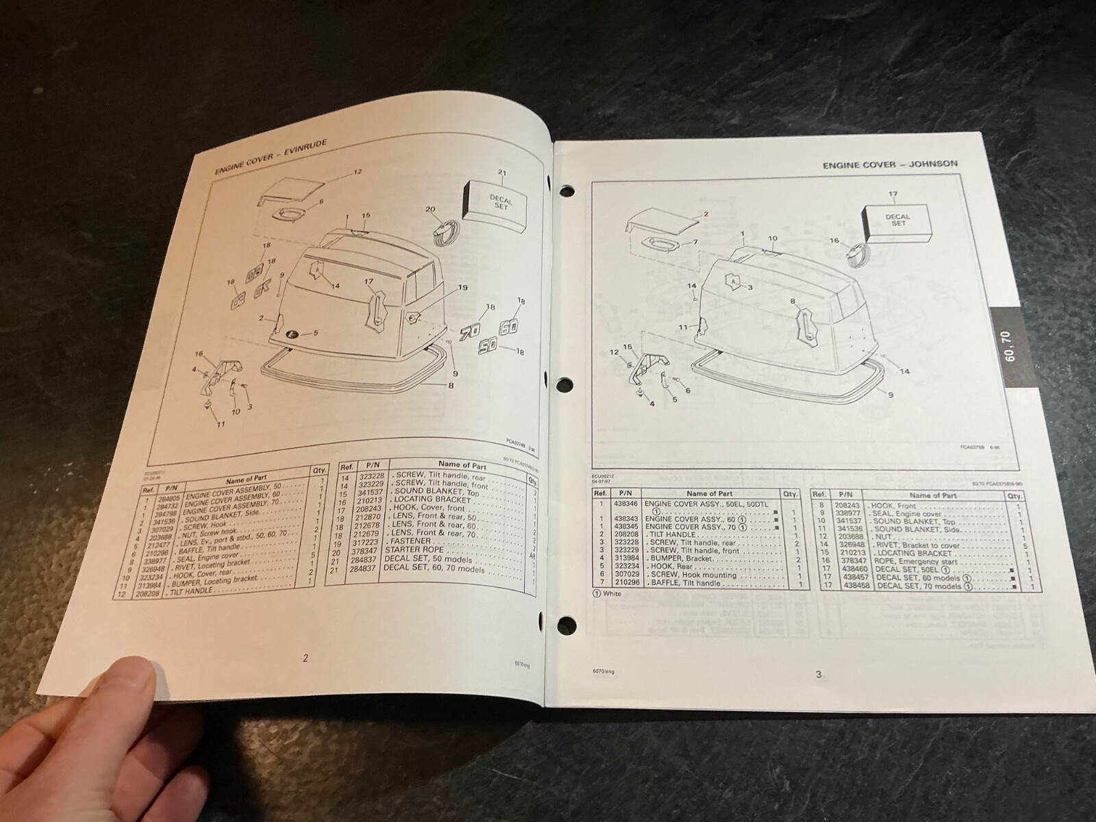 1997 Johnson & Evinrude 50 60 70 HP Models Outboard Parts Catalog 3 Cyl 2 Stroke