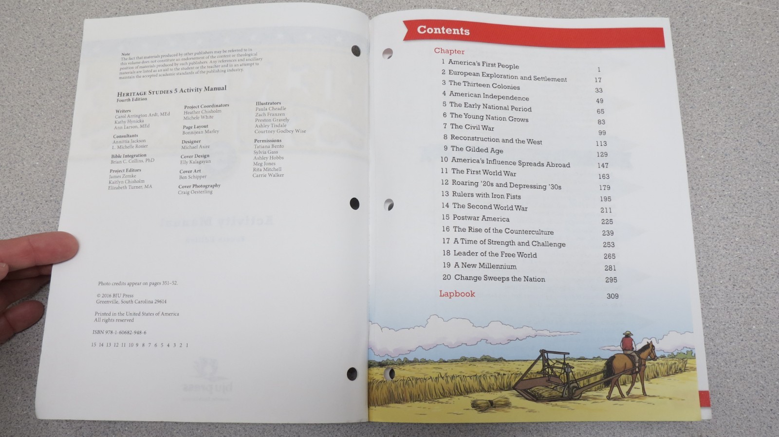 Lot of 2 – Heritage Studies 5 – Fourth Edition BJU – Activity Manual & textbook