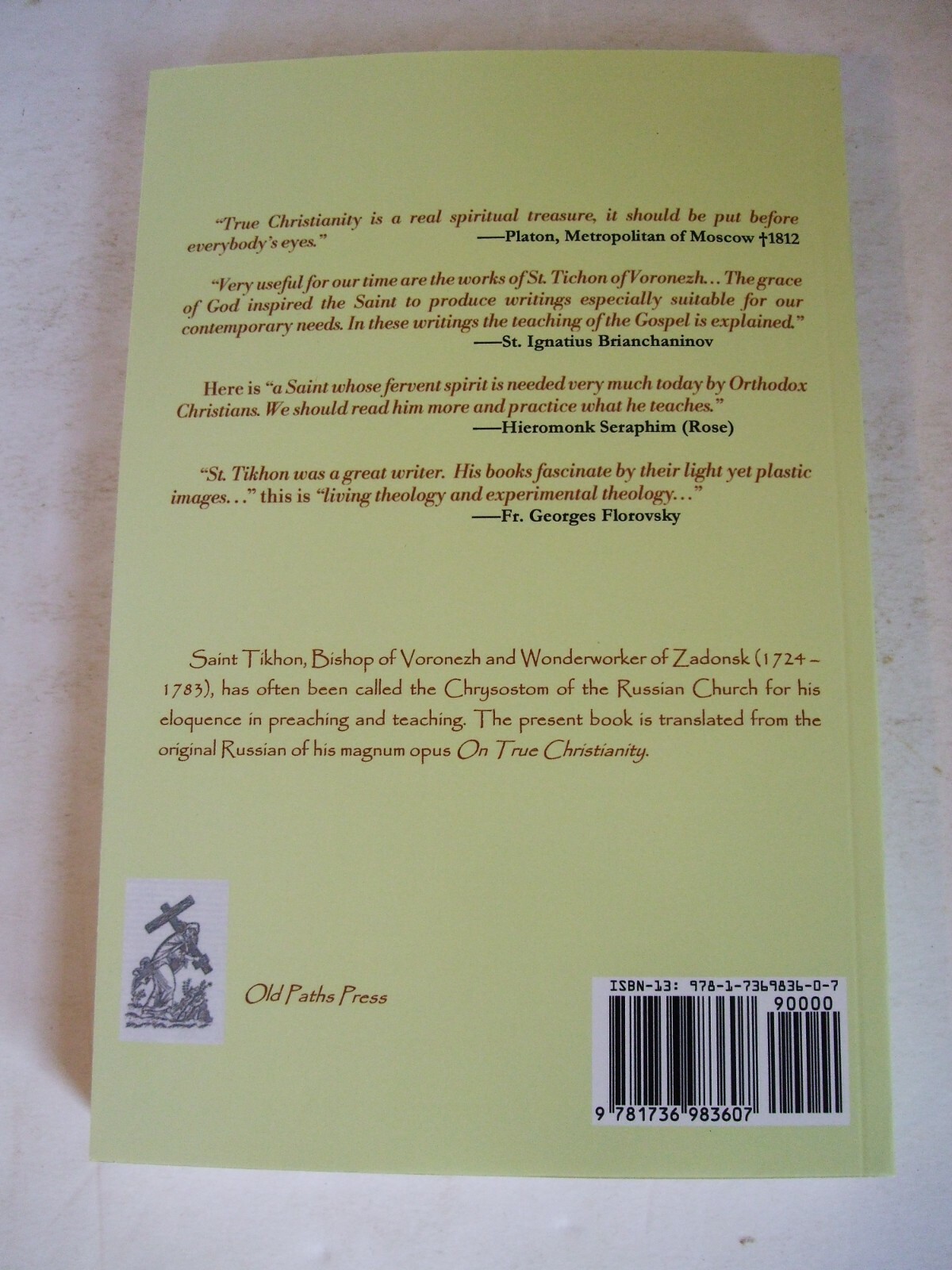 On True Christianity by St. Tikhon of Zadonsk. Volume 4. Newly Translated.