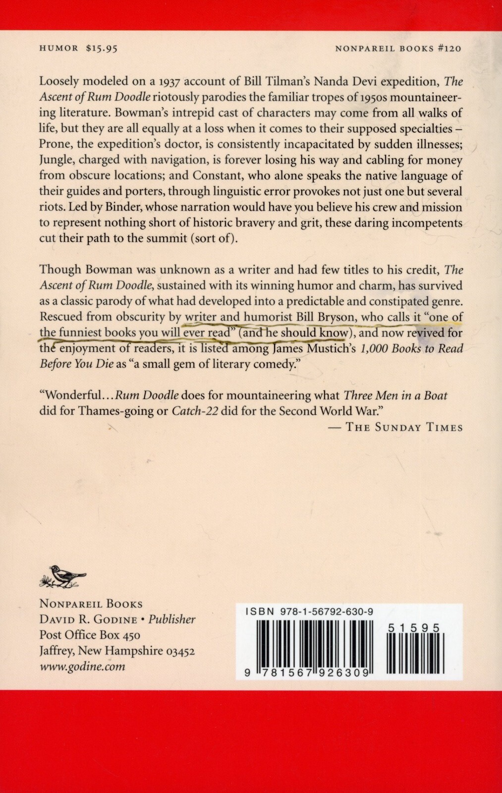 Ascent of Rum Doodle by W. E. Bowman (2019, Paperback) GOOD