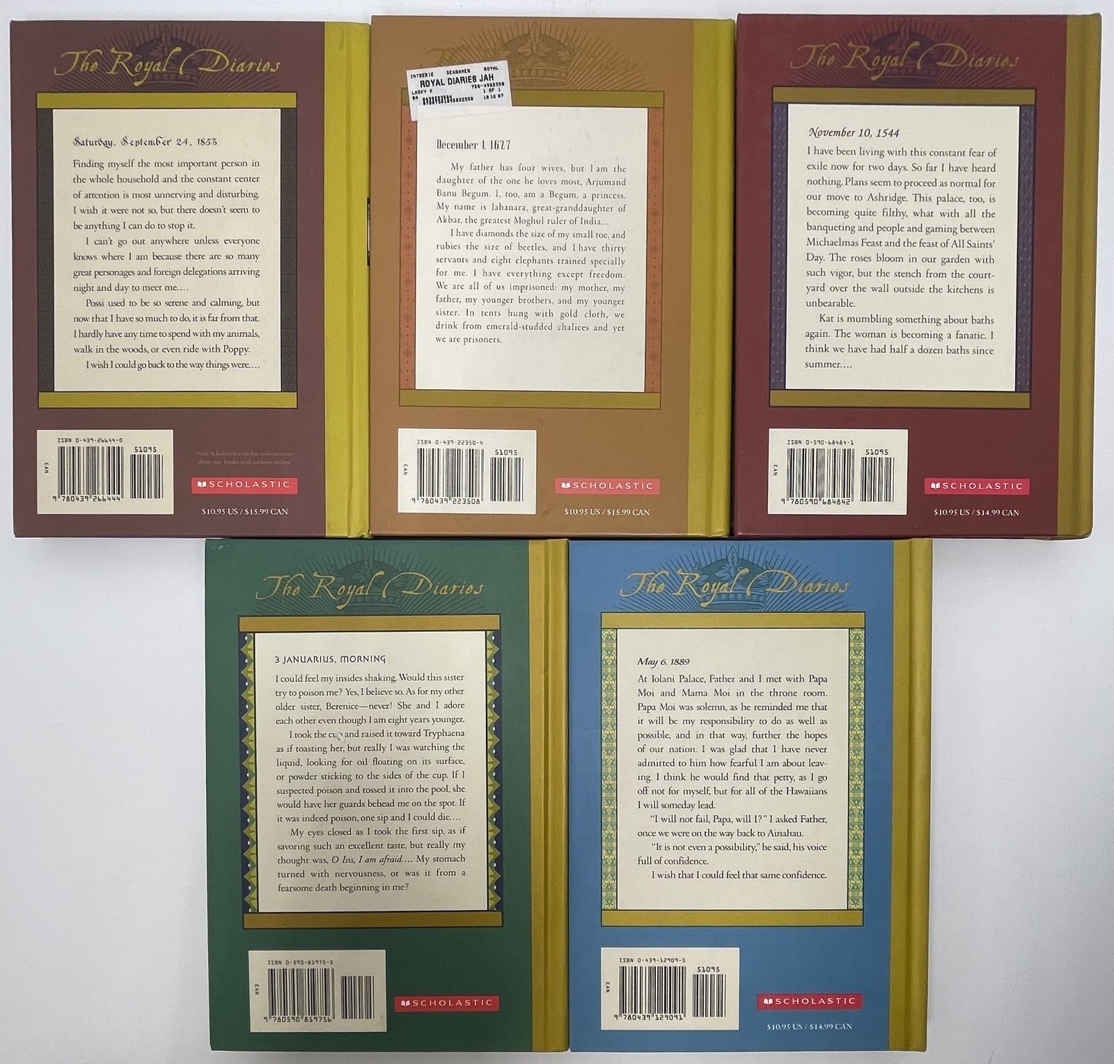 The Royal Diaries Book Lot Scholastic – Kaiulani Jahanara Elizabeth Cleopatra V