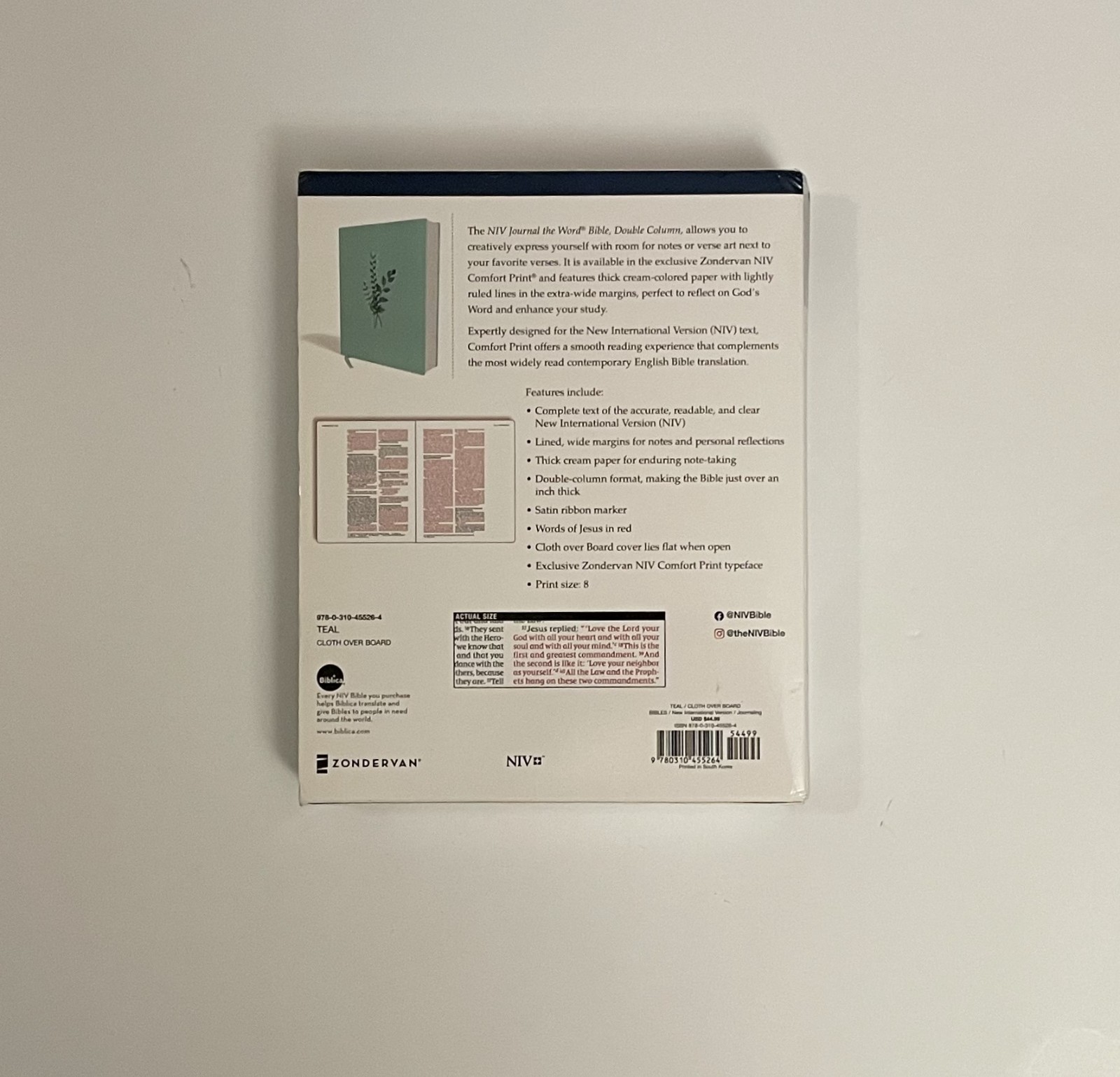 NIV Journal the Word Bible, Double-Column, Cloth Over Board, Teal, Red Letter