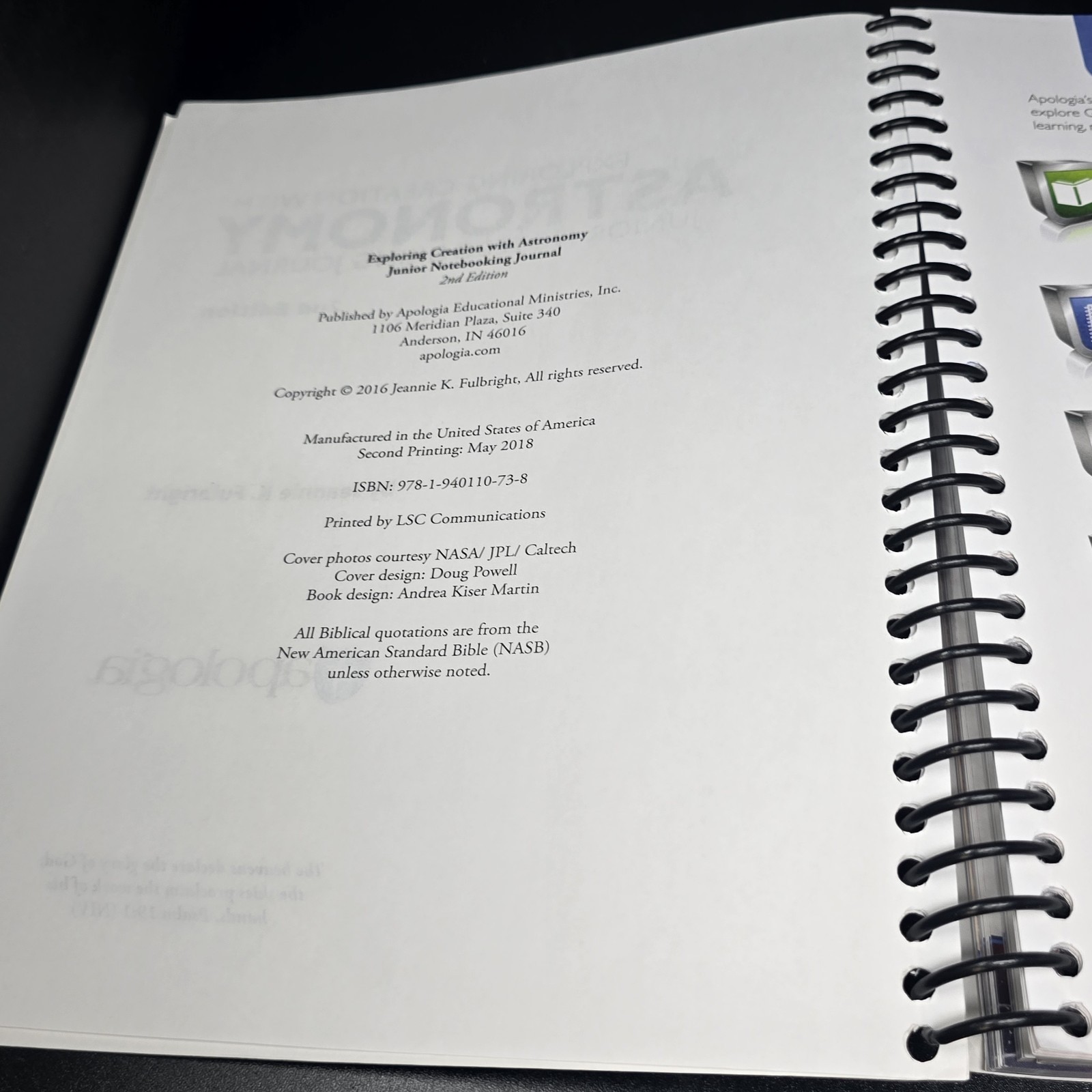 Apologia Astronomy 2nd Edition, Junior Notebooking Journal Spiral bound