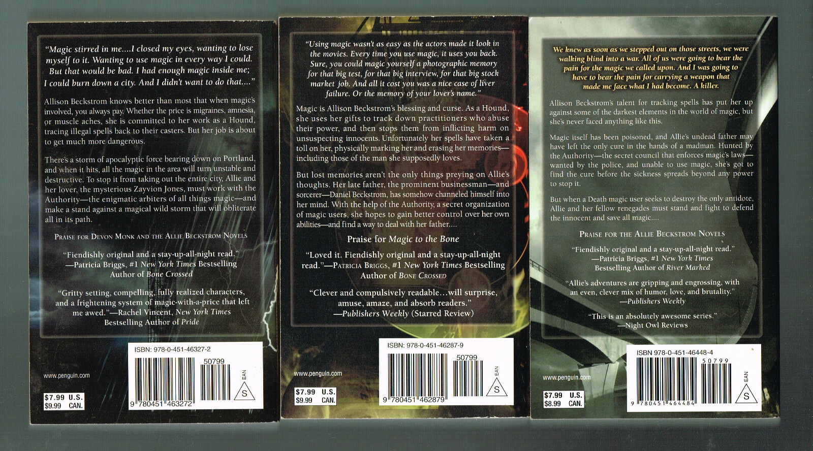 Devon Monk 3 Paperbacks Magic on the Storm,Magic Without Mercy,Magic in the Shad
