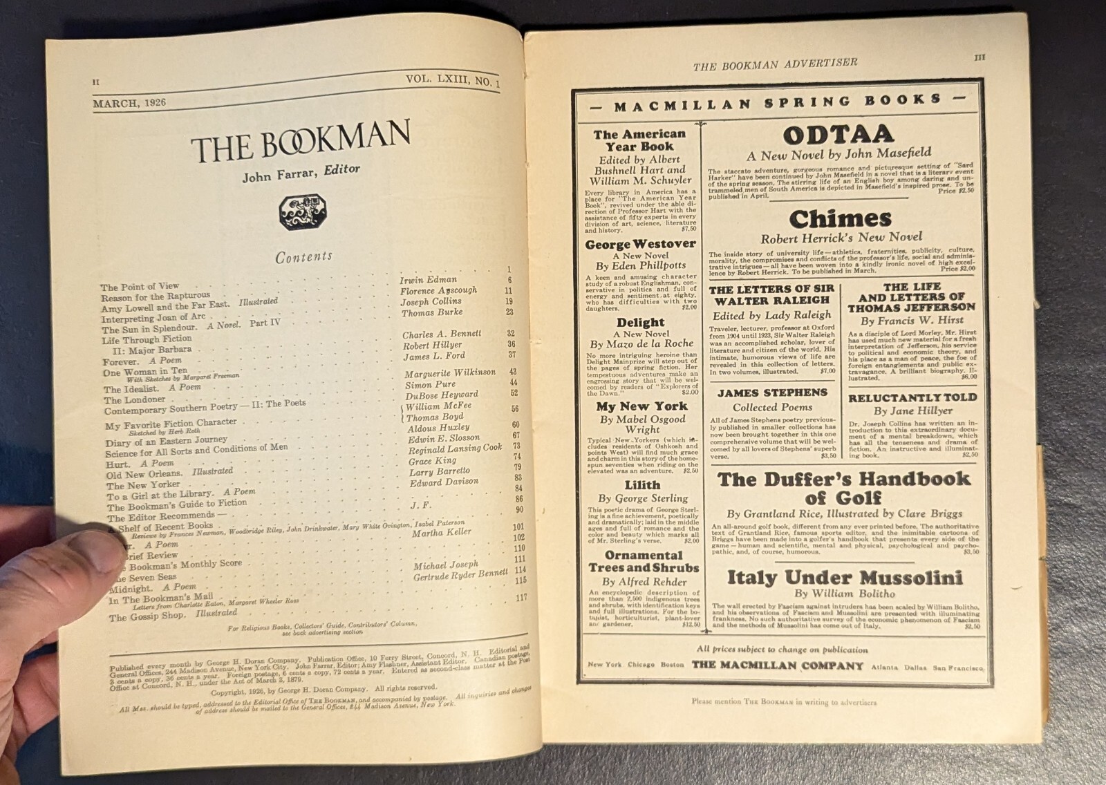 The Bookman Literacy Magazine Lot of 8 – 1921, 1923, 1926, 1928, 1930