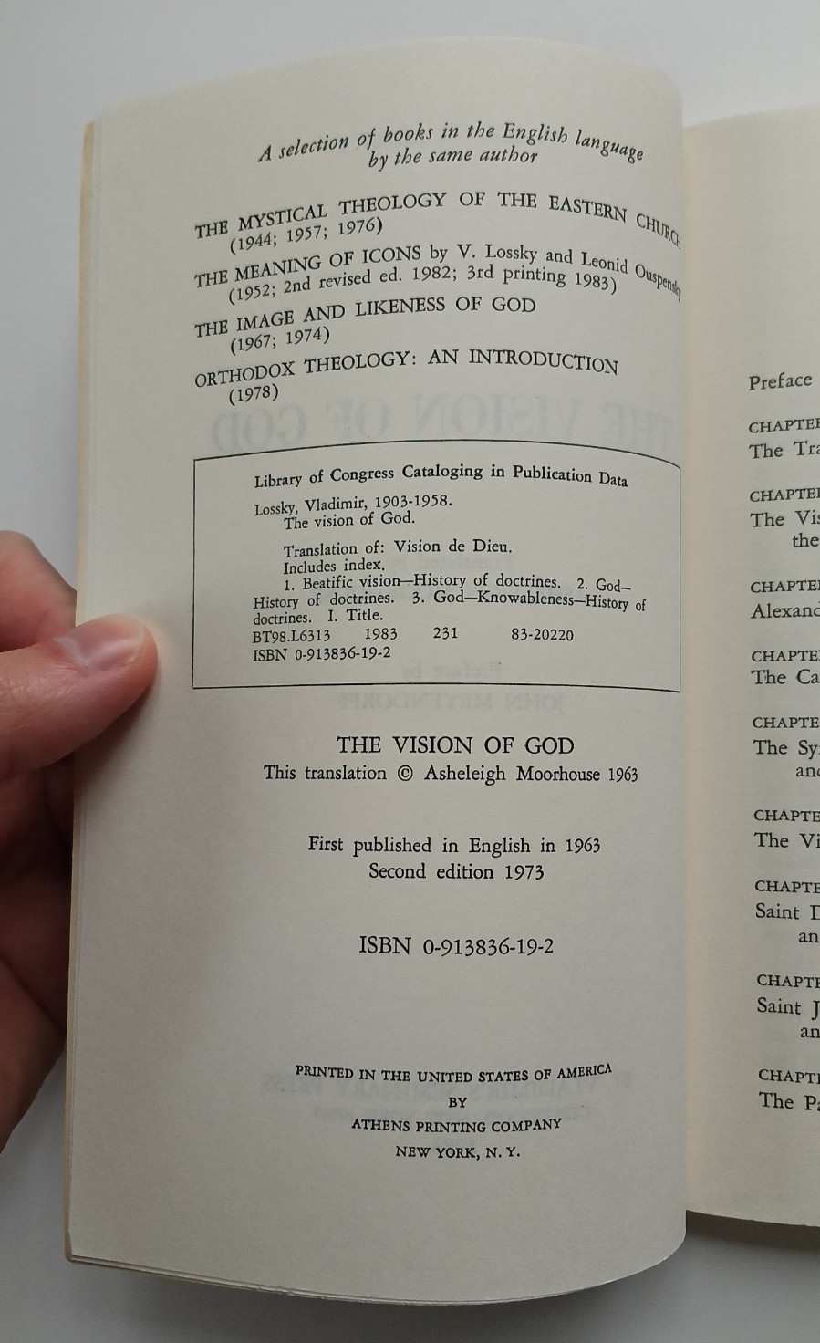 The Vision of God by Vladimir Lossky (St. Vladimir’s Siminary, 1983) PB