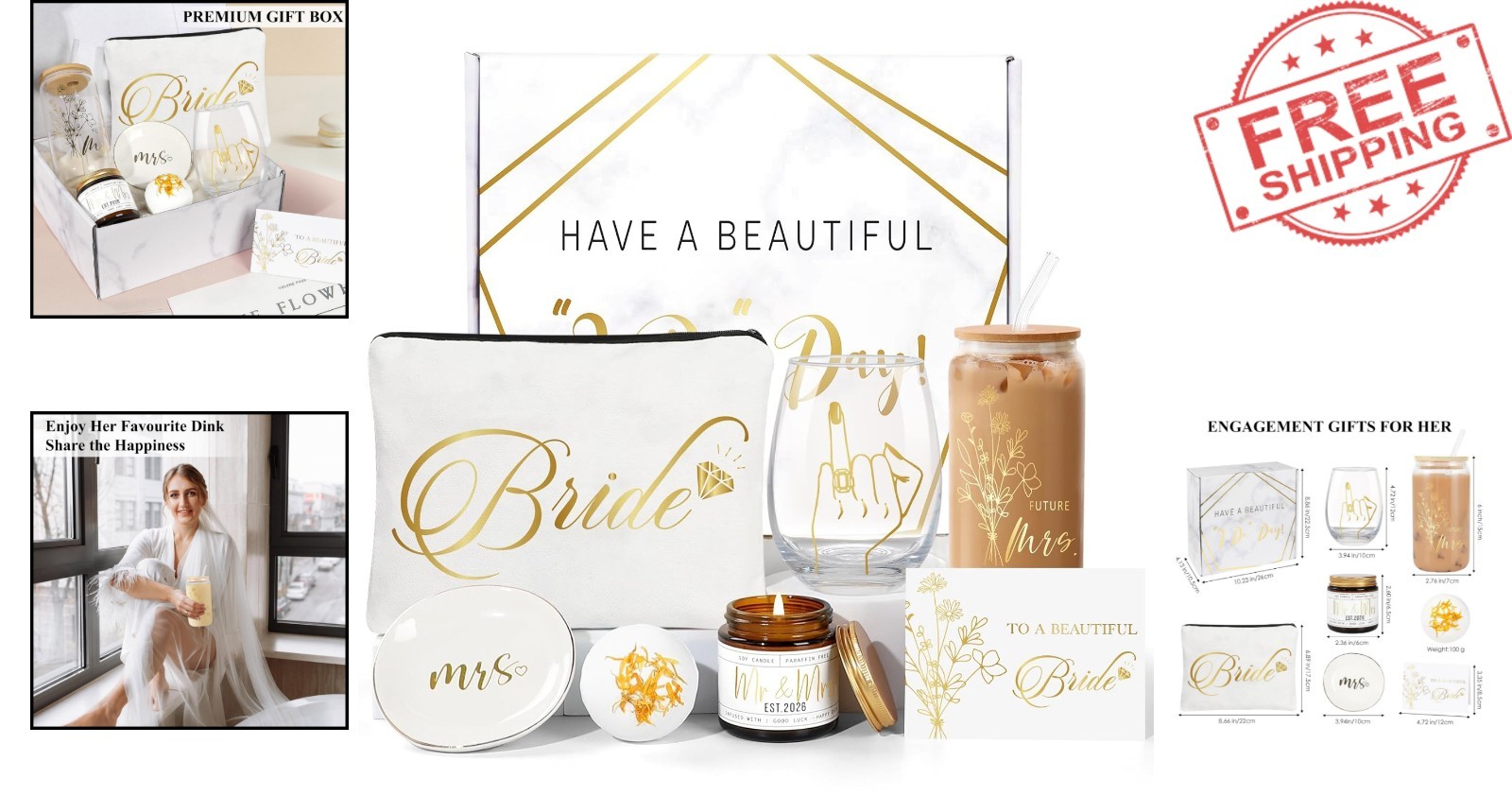 Elegant 7-Piece Bridal Shower Gift Set for Future Mrs – Romantic Keepsake