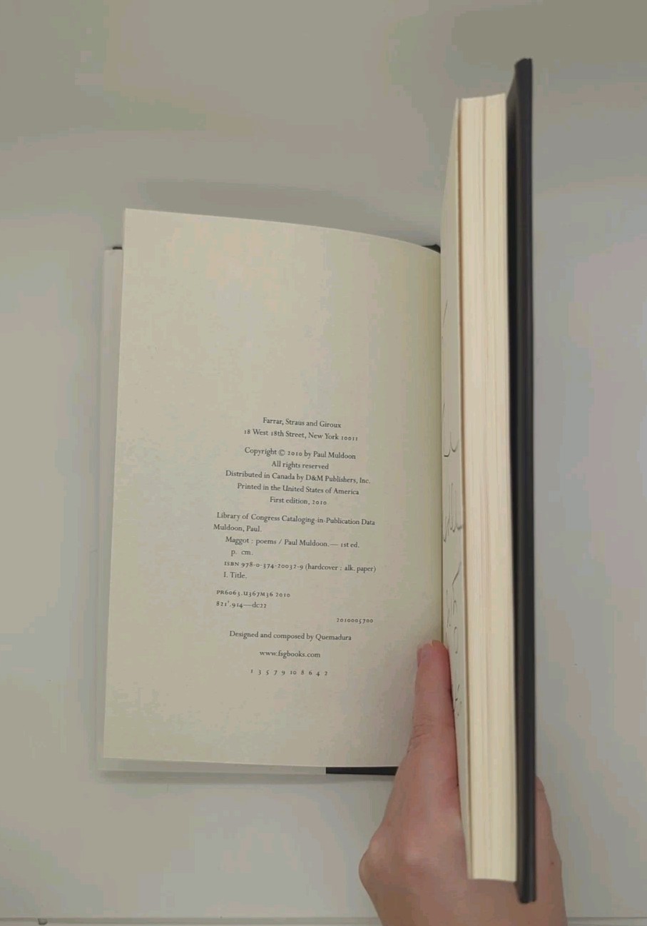 Signed! Maggot by Paul Muldoon (2010, Farrar Straus Giroux)