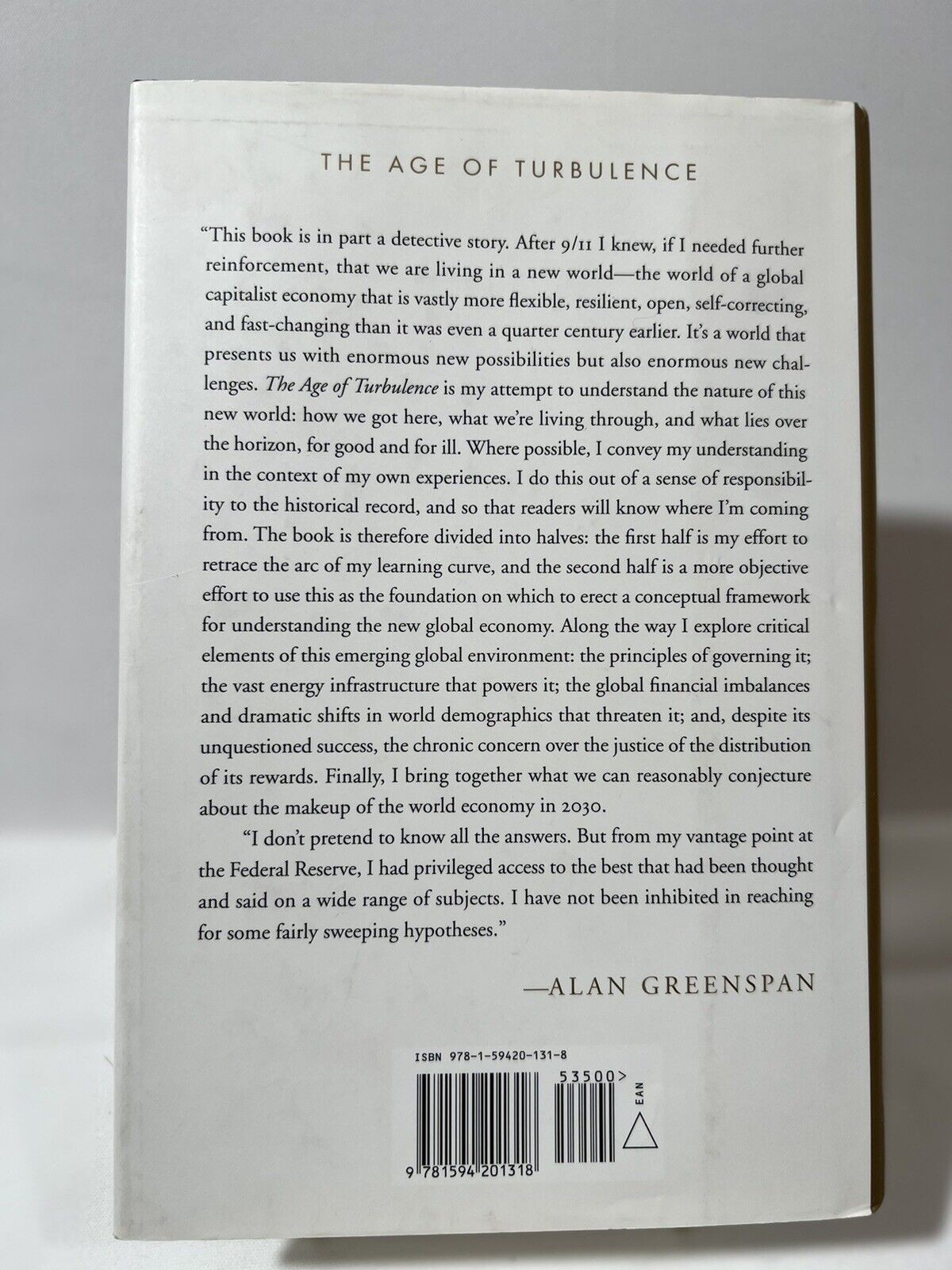 Alan Greenspan The Age of Turbulence Hardcover Book 2007 Economic Insights Polic