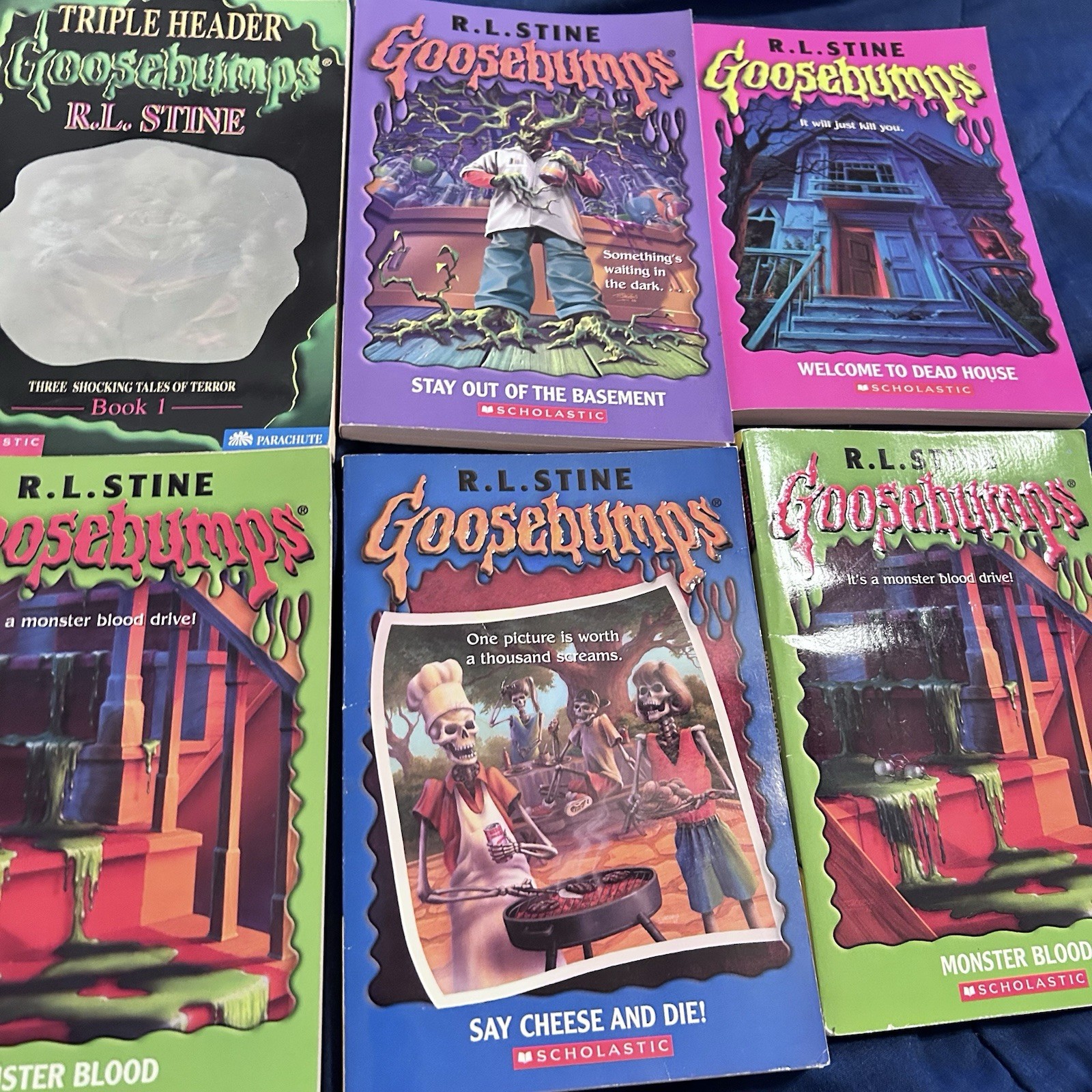 Lot of 19 Vintage 1990’s Goosebumps Books & Rare Cardboard Bookends 1st Print!